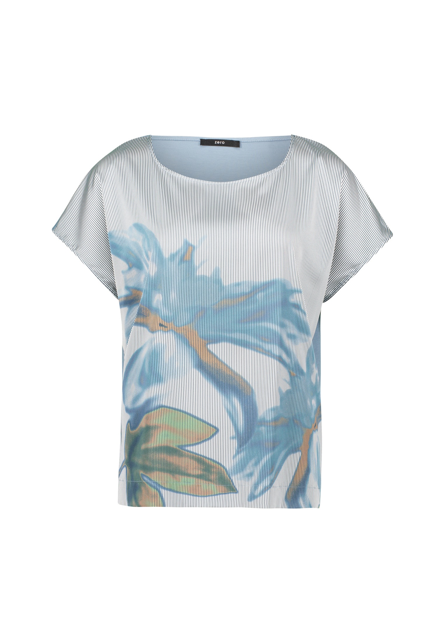 Zero T-Shirt "zero Damen Shirt gestreift mit Blätterdruck", (1 tlg.), Plain günstig online kaufen