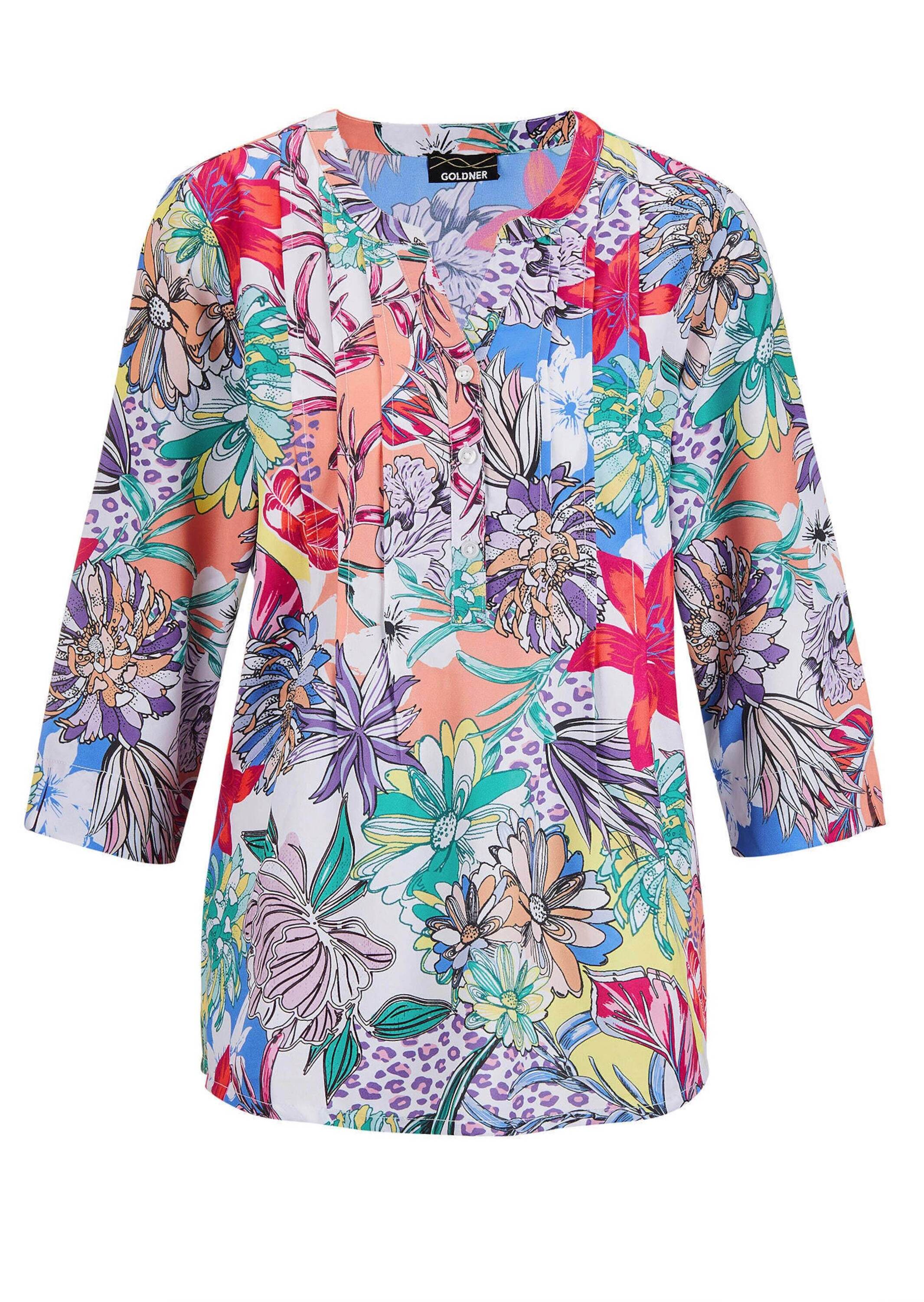 GOLDNER Druckbluse "Blusenshirt mit Leo-Blüten-Muster" Ohne