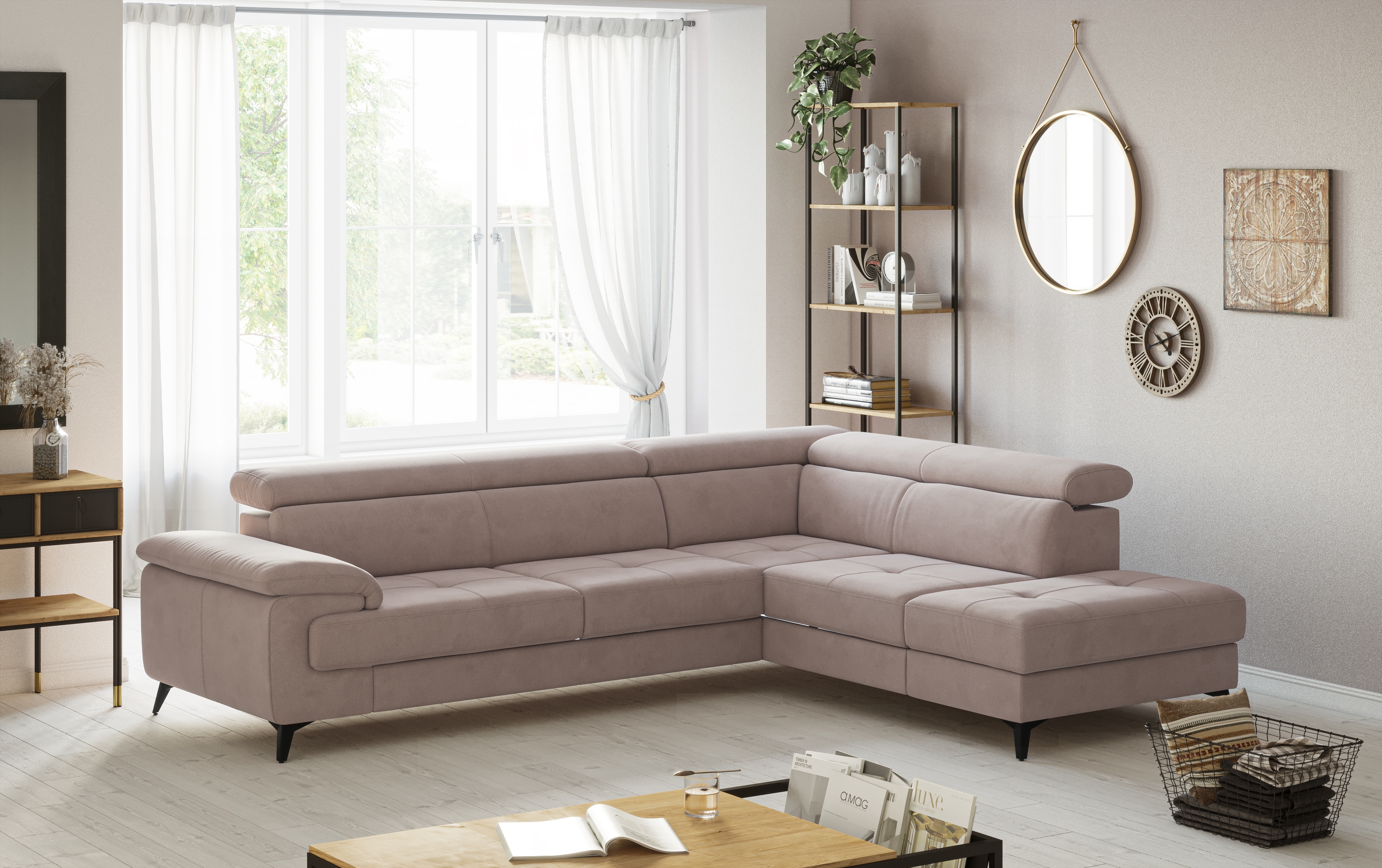 OTTO home Ecksofa "Astra L-Form, B: 286 cm" mit Kopfteilverstellung, optional Schlaffunktion & Bettkasten