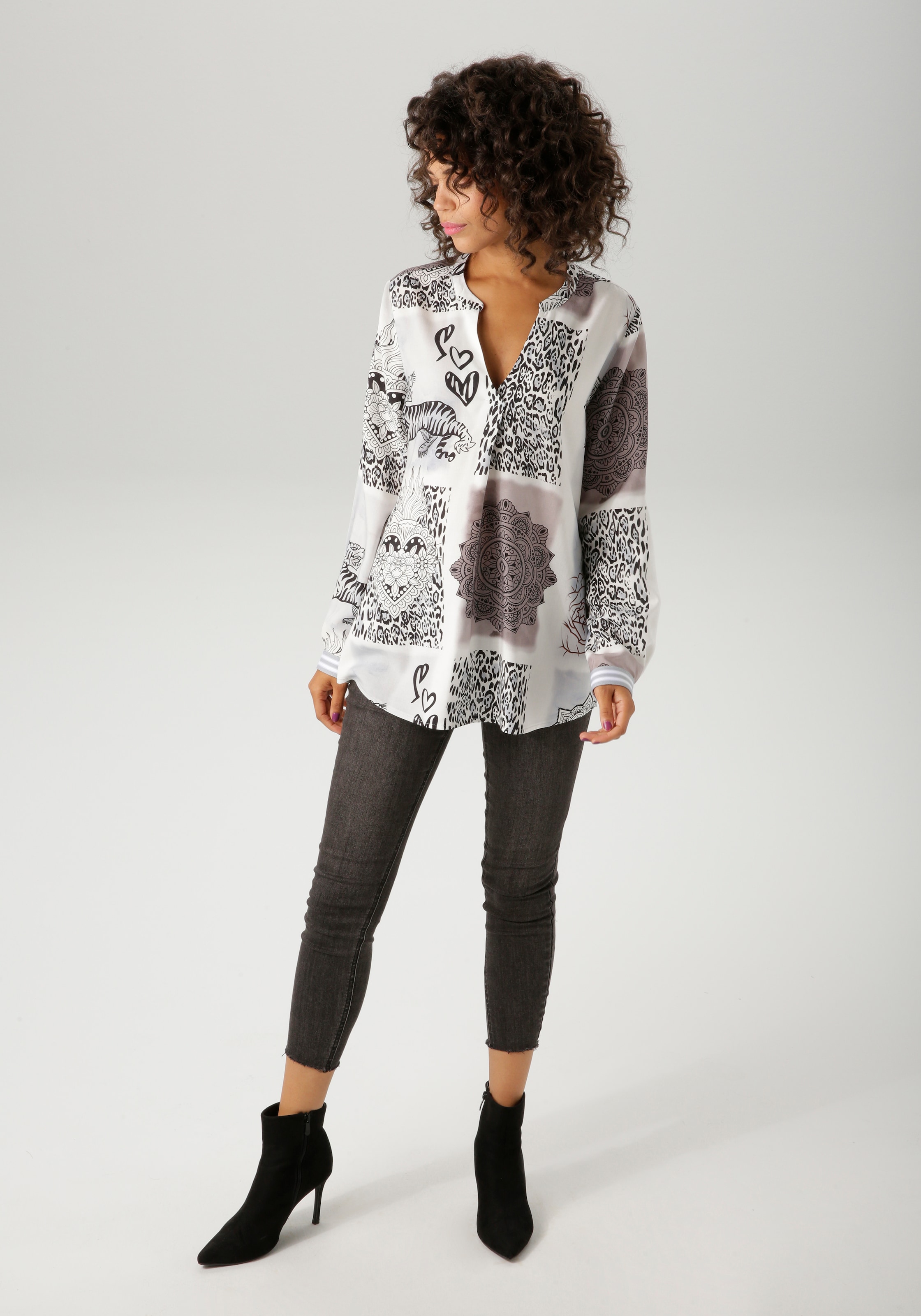 Aniston CASUAL Schlupfbluse, im extravaganten Patch-Druck-Dessin - NEUE KOLLEKTION