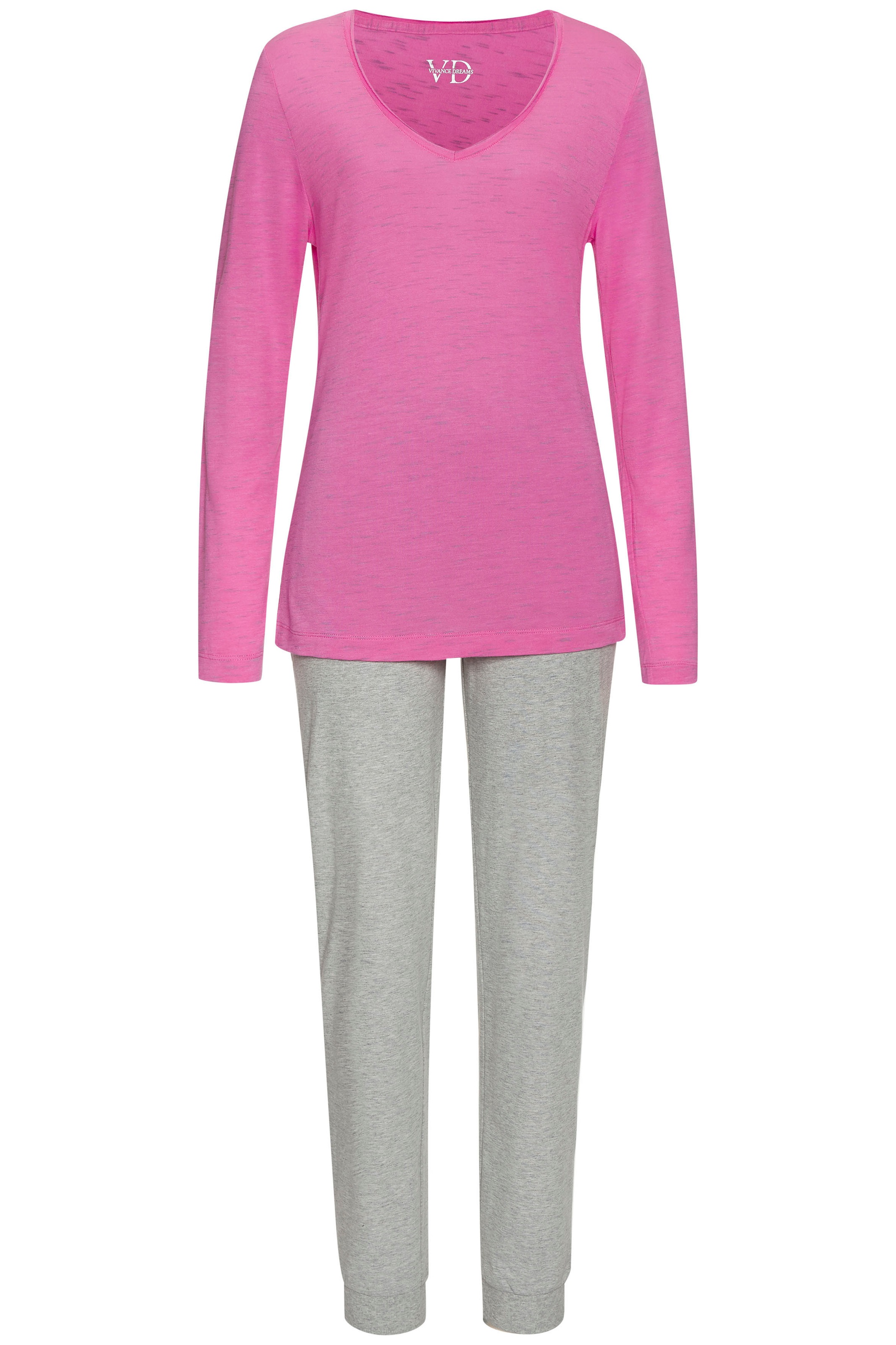 Vivance Dreams Pyjama, (2 tlg.), Schöner Melangeeffekt