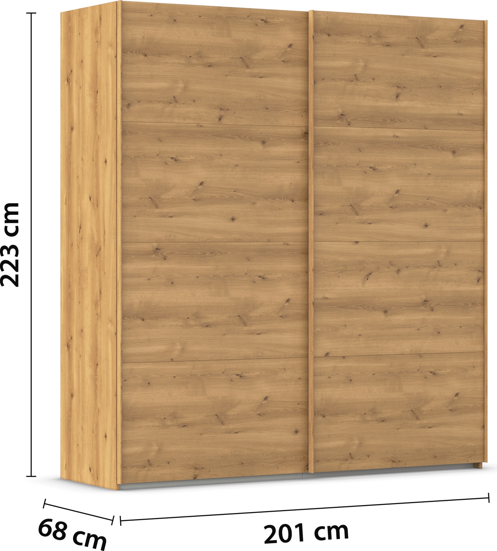 rauch Schwebetürenschrank »Kleiderschrank Schrank Garderobe Schlafzimmerschrank EVELYN«, in elegantem Stil, in 5 Breiten, Griffe in Korpusfarbe MADE IN GERMANY