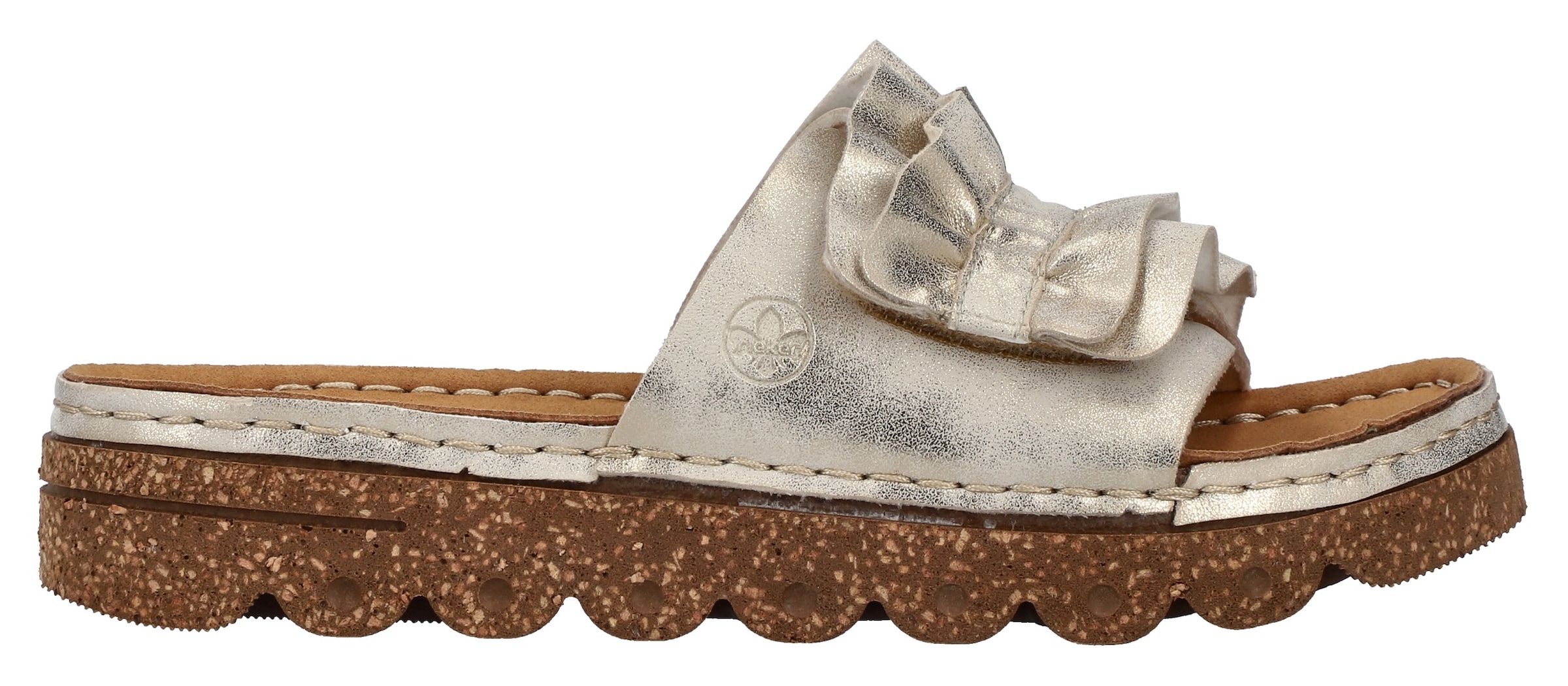 Rieker Pantolette, Sommerschuh, Strandschuh, Hausschuh mit modischer Plateausohle