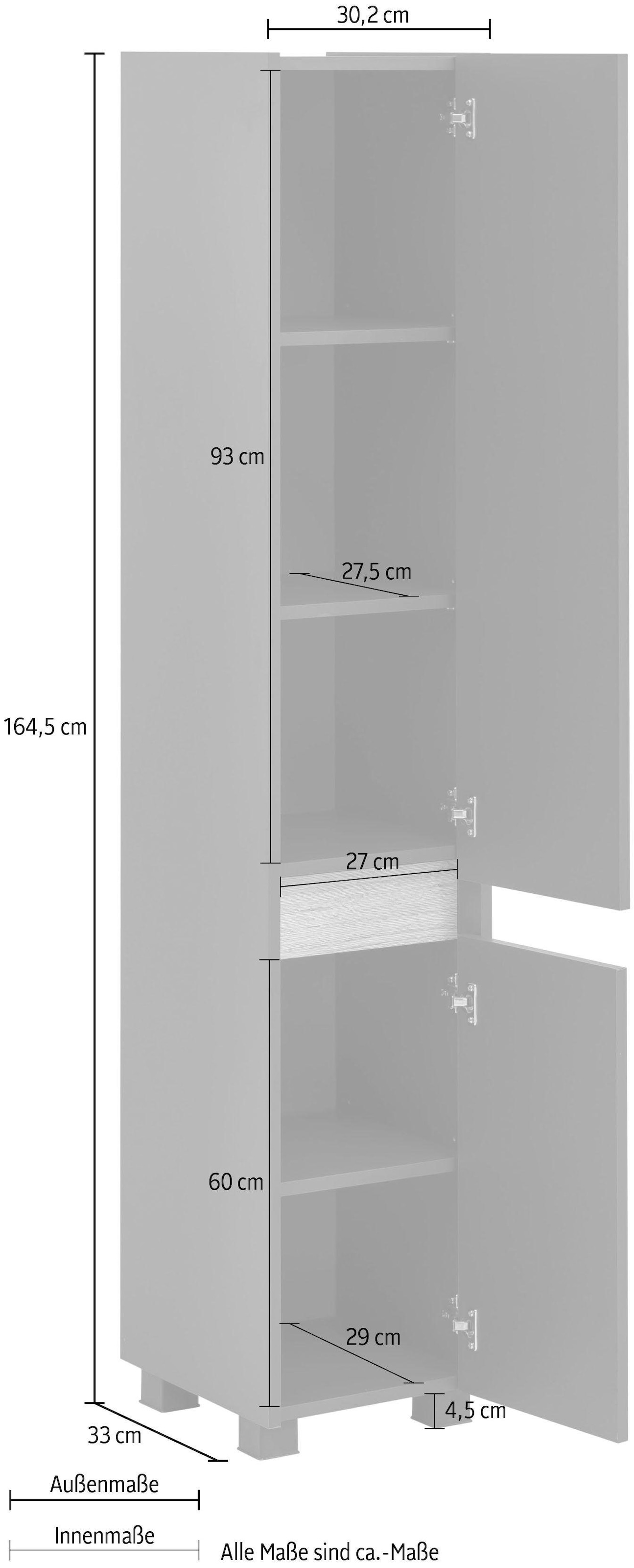 Schildmeyer Hochschrank »Cosmo«, Höhe 164,5 im kaufen BAUR Badezimmerschrank, | modernen Wildeiche-Look Blende cm