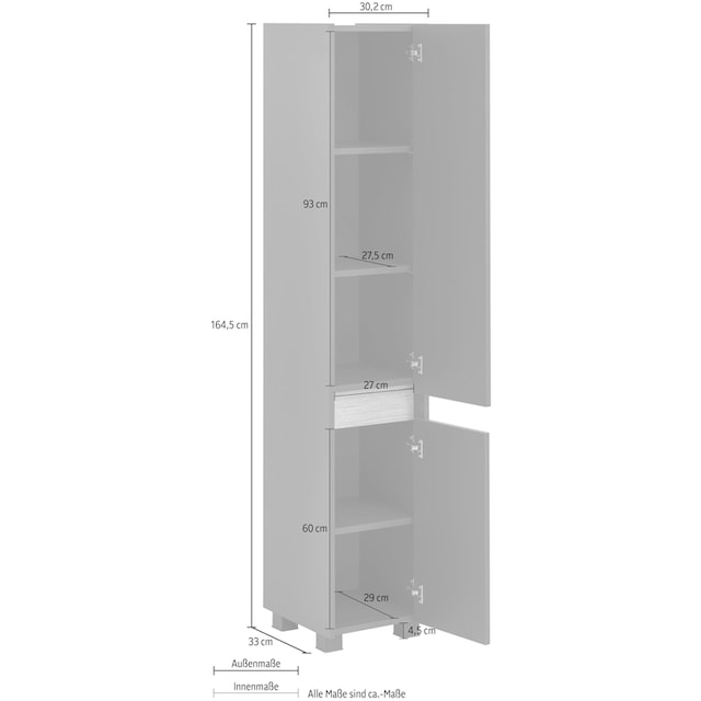 Schildmeyer Hochschrank »Cosmo«, Höhe 164,5 cm, Badezimmerschrank, Blende  im modernen Wildeiche-Look kaufen | BAUR