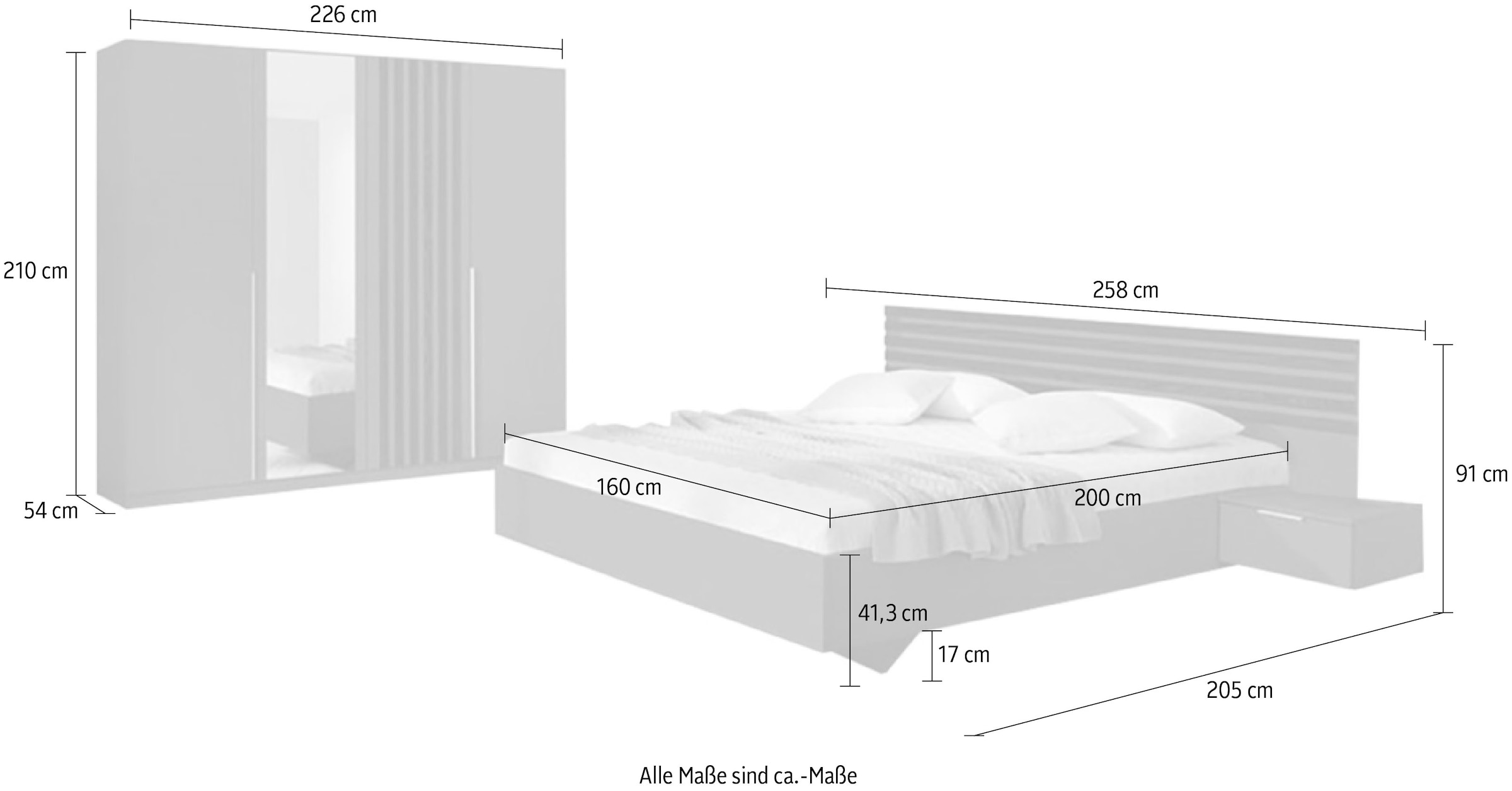 rauch Schlafzimmer-Set »Lamella«, (Set), mit eleganter Lamellenabsetzung