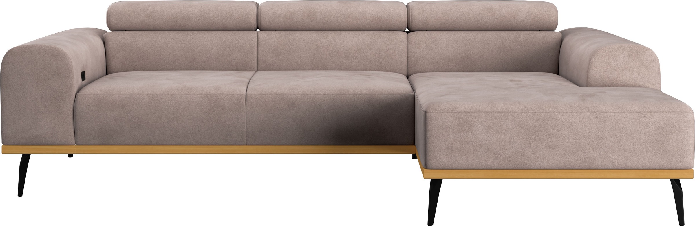 Places of Style Ecksofa »Carlo L-Form«, mit Kopfteilverstellung & Holz-Rahmenoptik, wahlweise Relaxfunktion