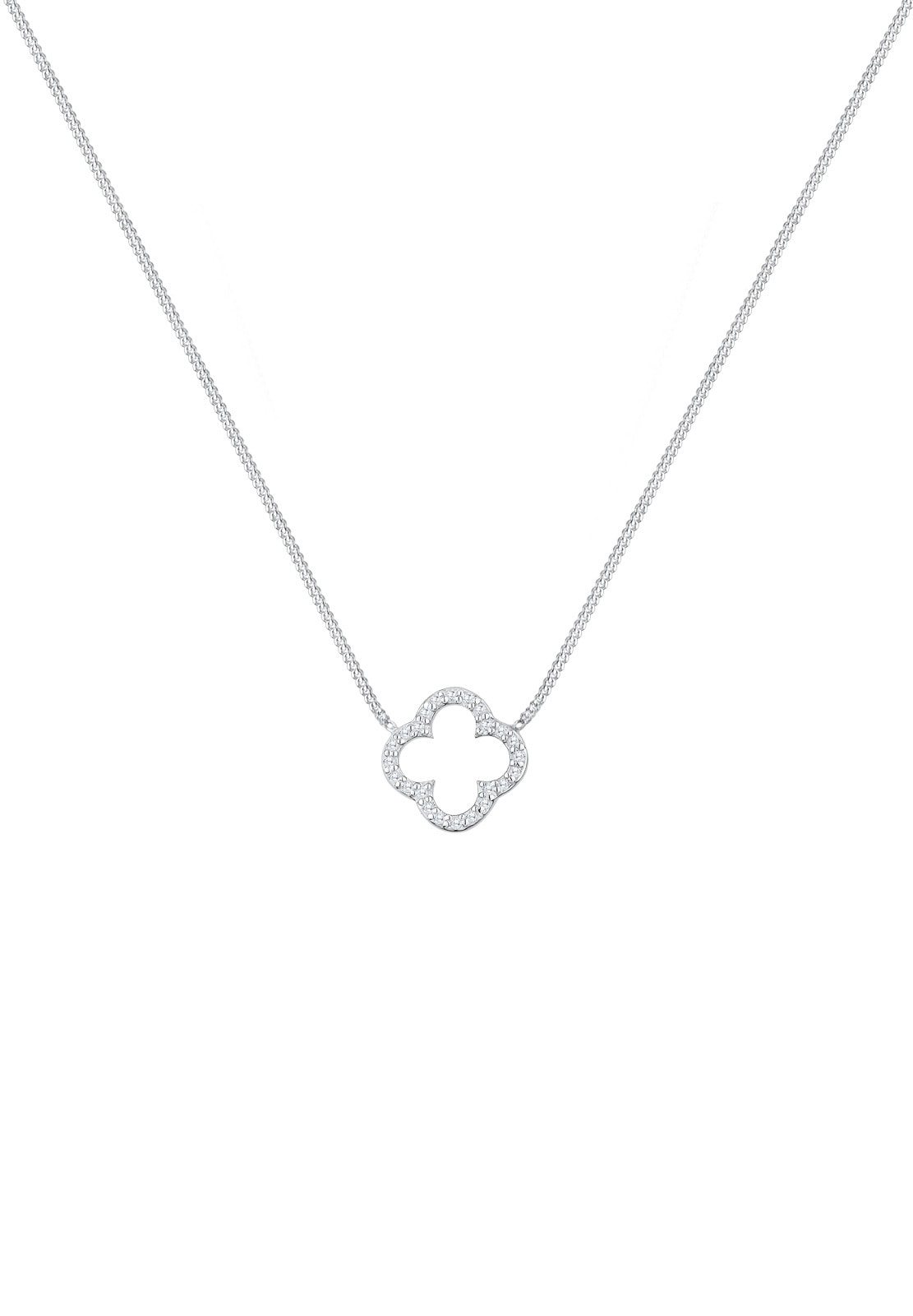 Elli Silberkette »Halskette Kleeblatt Glück Zirkonia 925 Silber«