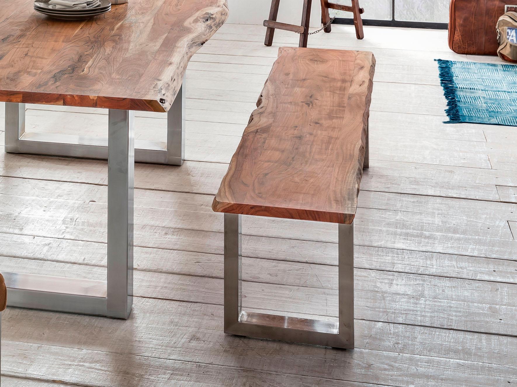 Home affaire 1100000002199 "Manhattan" mit Baumkantenoptik und Gestell U-Form aus Edelstahl