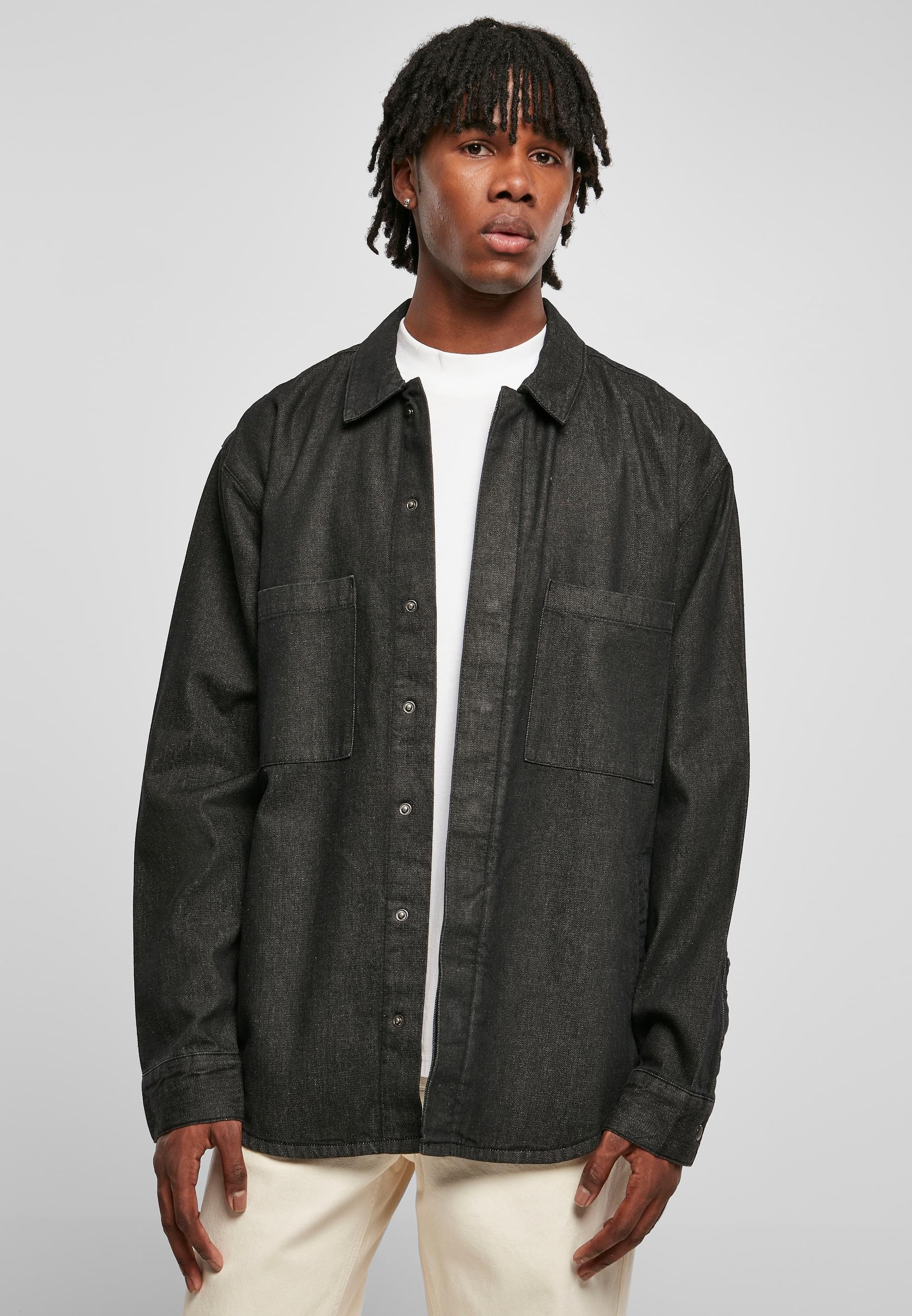 URBAN CLASSICS Langarmhemd »Urban Classics Herren Oversized Denim Pocket Shirt«, (1 tlg.)
