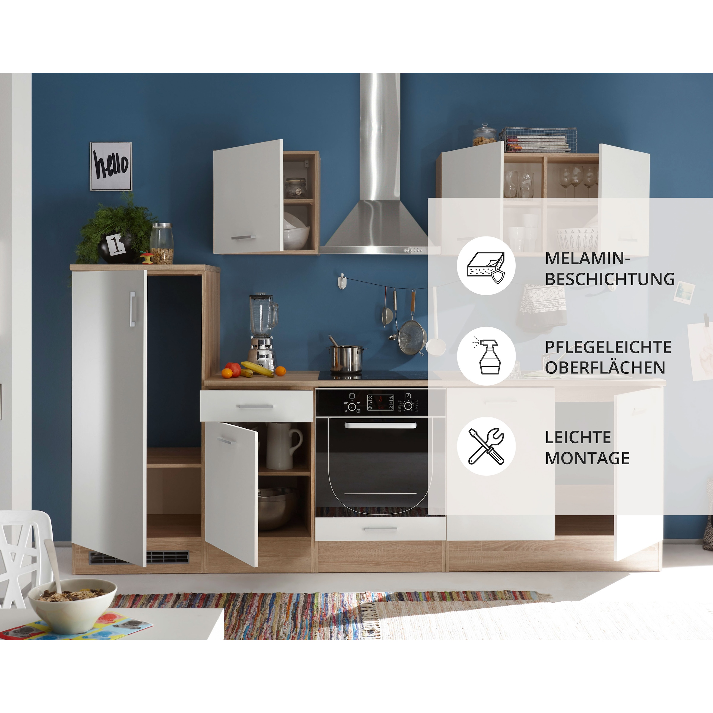BASIC by Balculina Küchenzeile »Andy«, Breite 270 cm, wahlweise mit E-Geräten