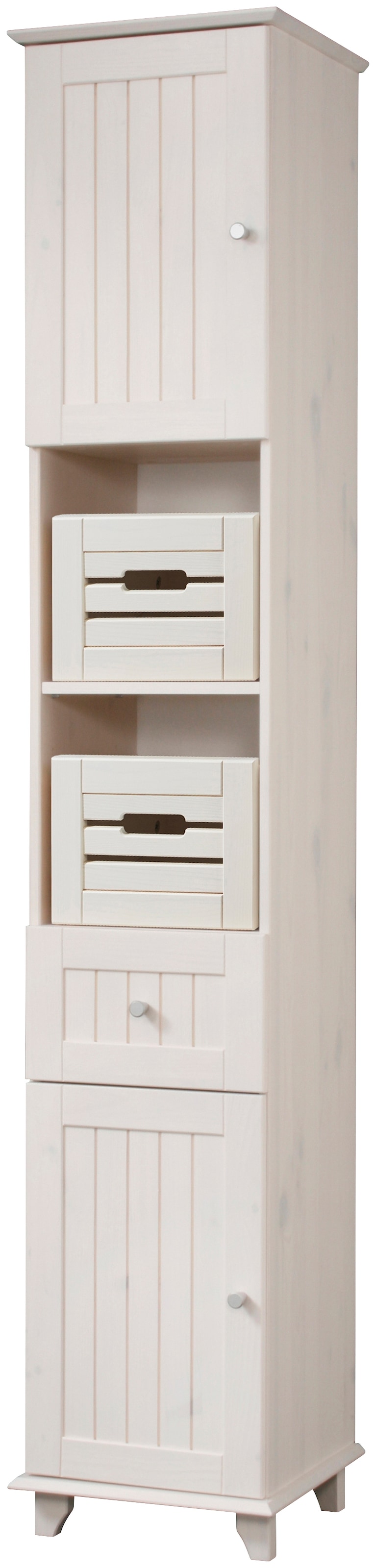 welltime Hochschrank »Venezia Landhaus«, Breite 33 cm, aus hochwertigem Echtholz