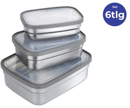 Maximex Lunchbox "Edelstahl" Set, 3 Stk. tlg. Brotdosen in 3 Größen, luftdi günstig online kaufen