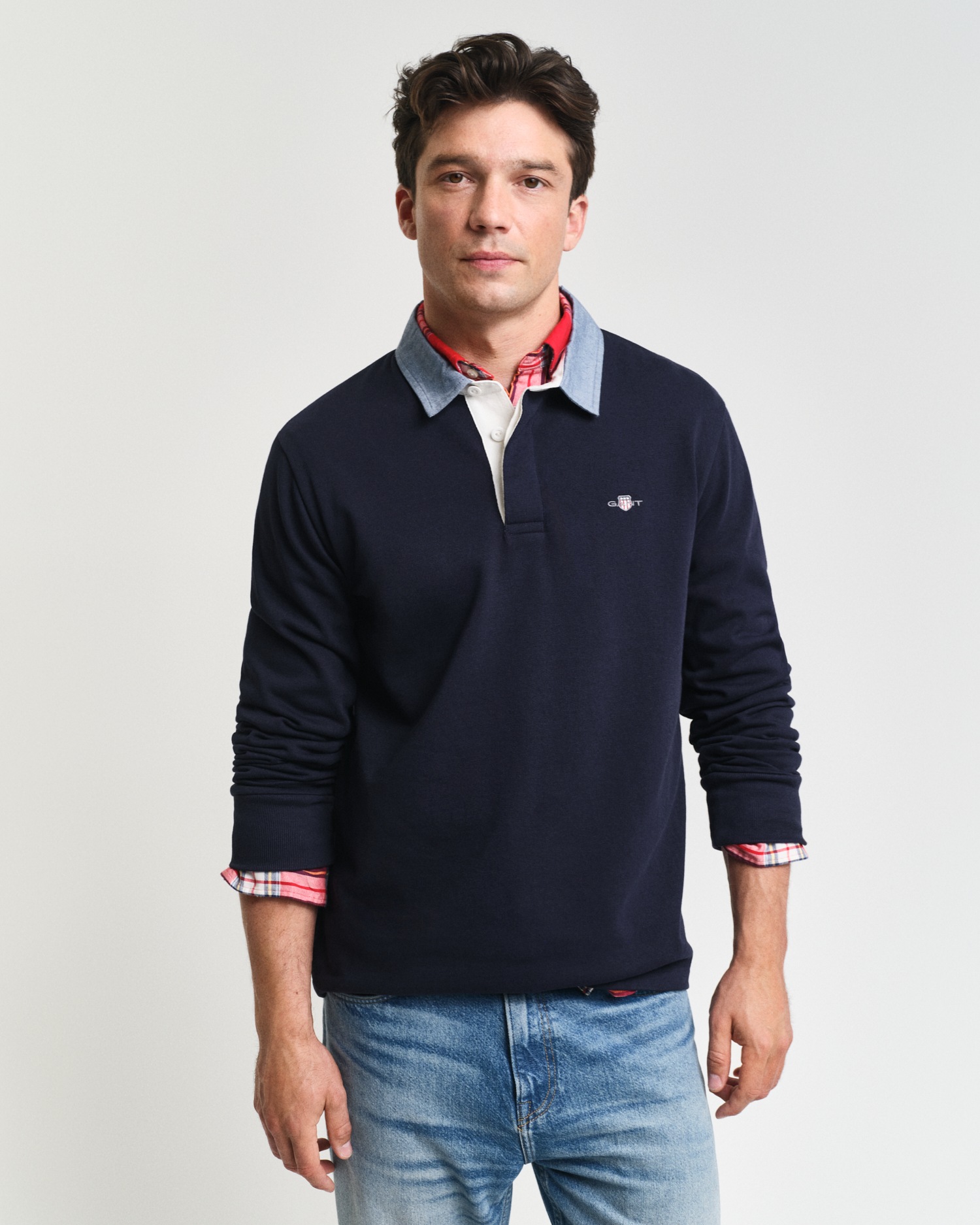 Gant Langarm-Poloshirt "REG CHAMBRAY HEAVY RUGGER" günstig online kaufen