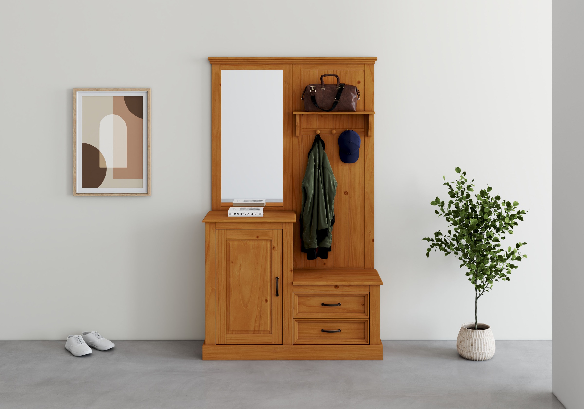 Home affaire Garderobenschrank »Selma«, Kompaktgarderobe, mit Spiegel, Haken und Hutablage, Breite 110 cm