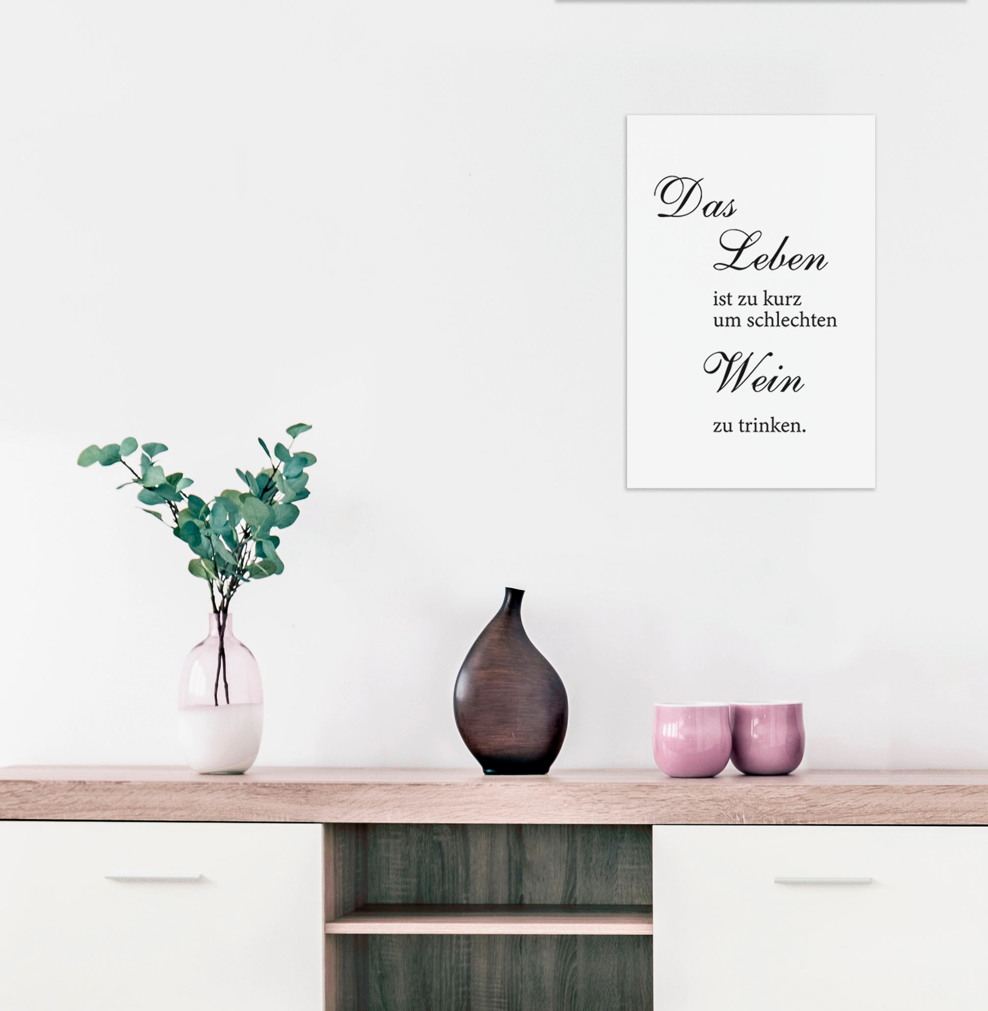 queence Wanddekoobjekt "Leben und Wein", Stahlschild, Blechschild, Spruch, günstig online kaufen