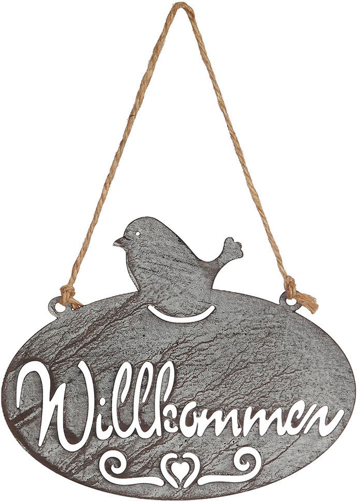 Ambiente Haus Gartenstecker "Willkommen Schild mit Vogel (B) 20cm" günstig online kaufen