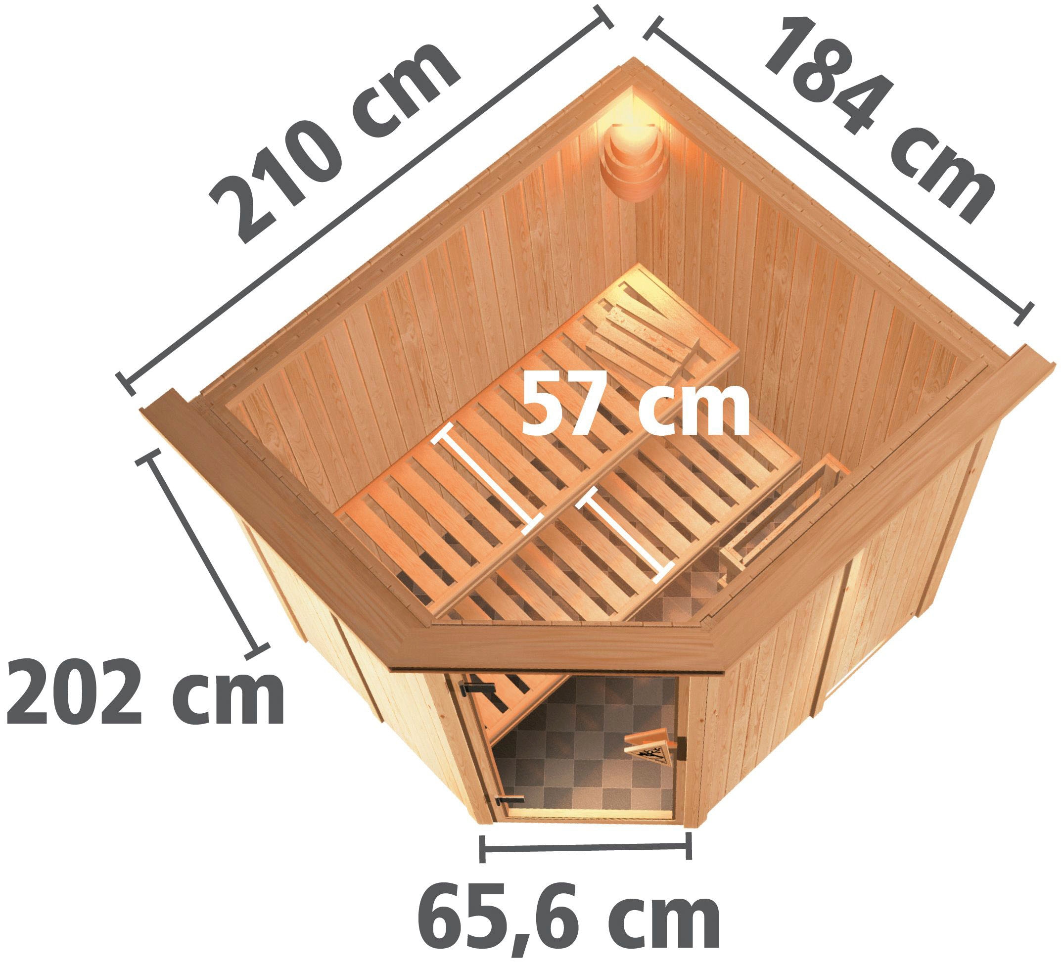 Karibu Sauna »Siirin« Set,  9 KW-Ofen mit externer Steuerung