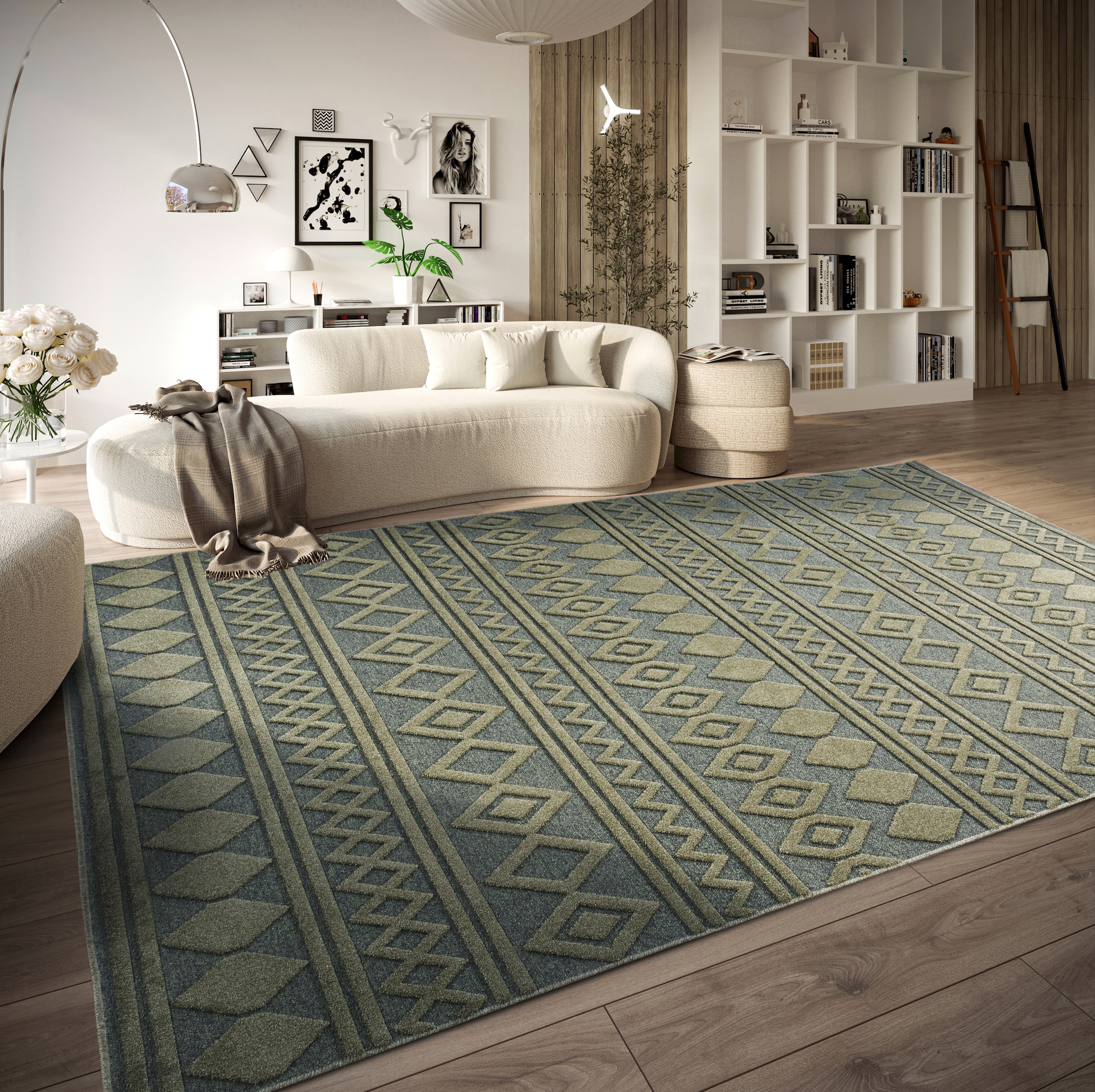 Villeroy & Boch Teppich »Catherine«, rechteckig, 5,5 mm Höhe, Wohnzimmer, Schlafzimmer, Modern, Hoch-Tief Effekt, Flur