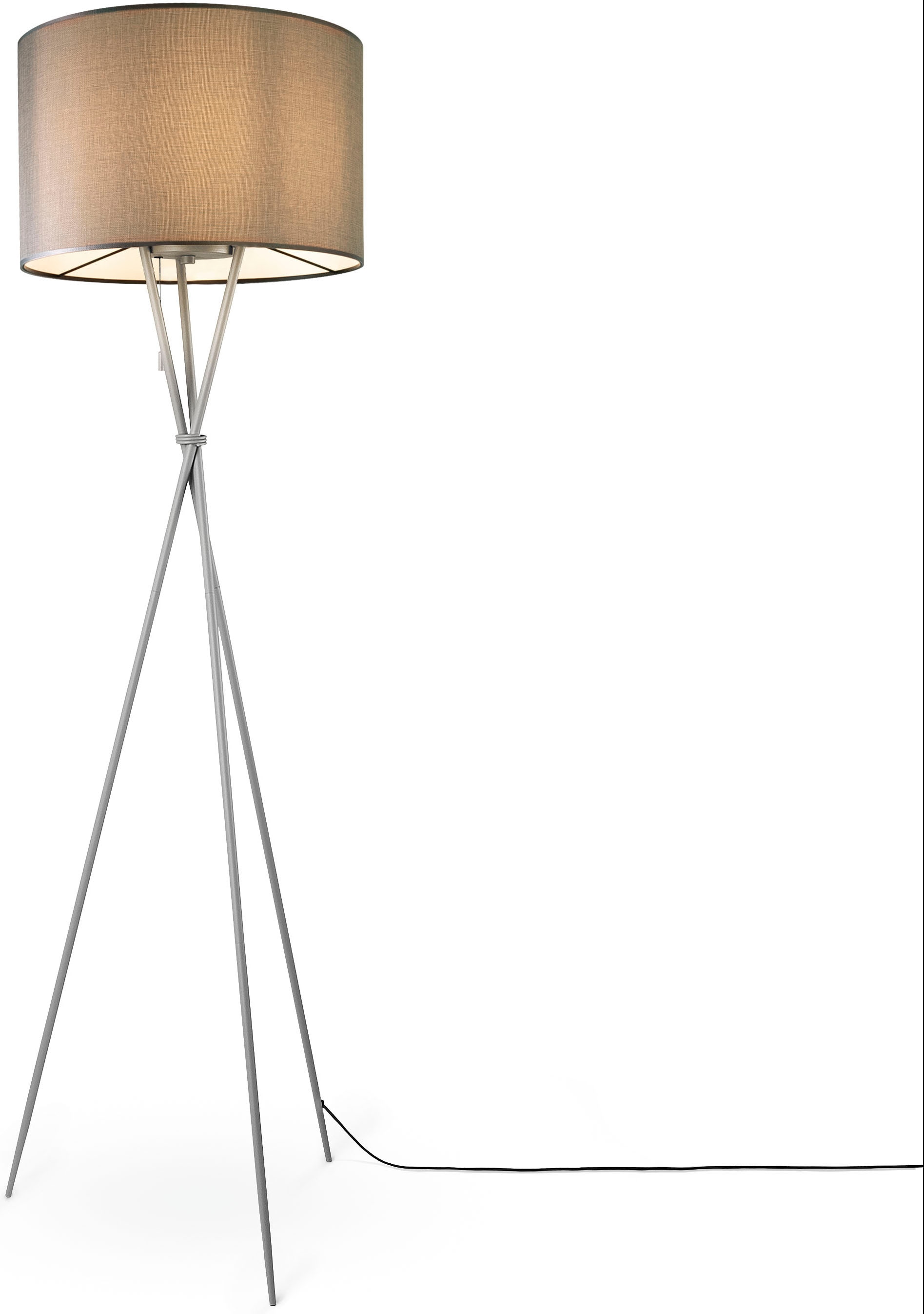 Paco Home Stehlampe »KATE CANVAS UNI COLOR«, Wohnzimmer Dreibein  Stoffschirmlampe Standleuchte Textil Schirm E27 | BAUR