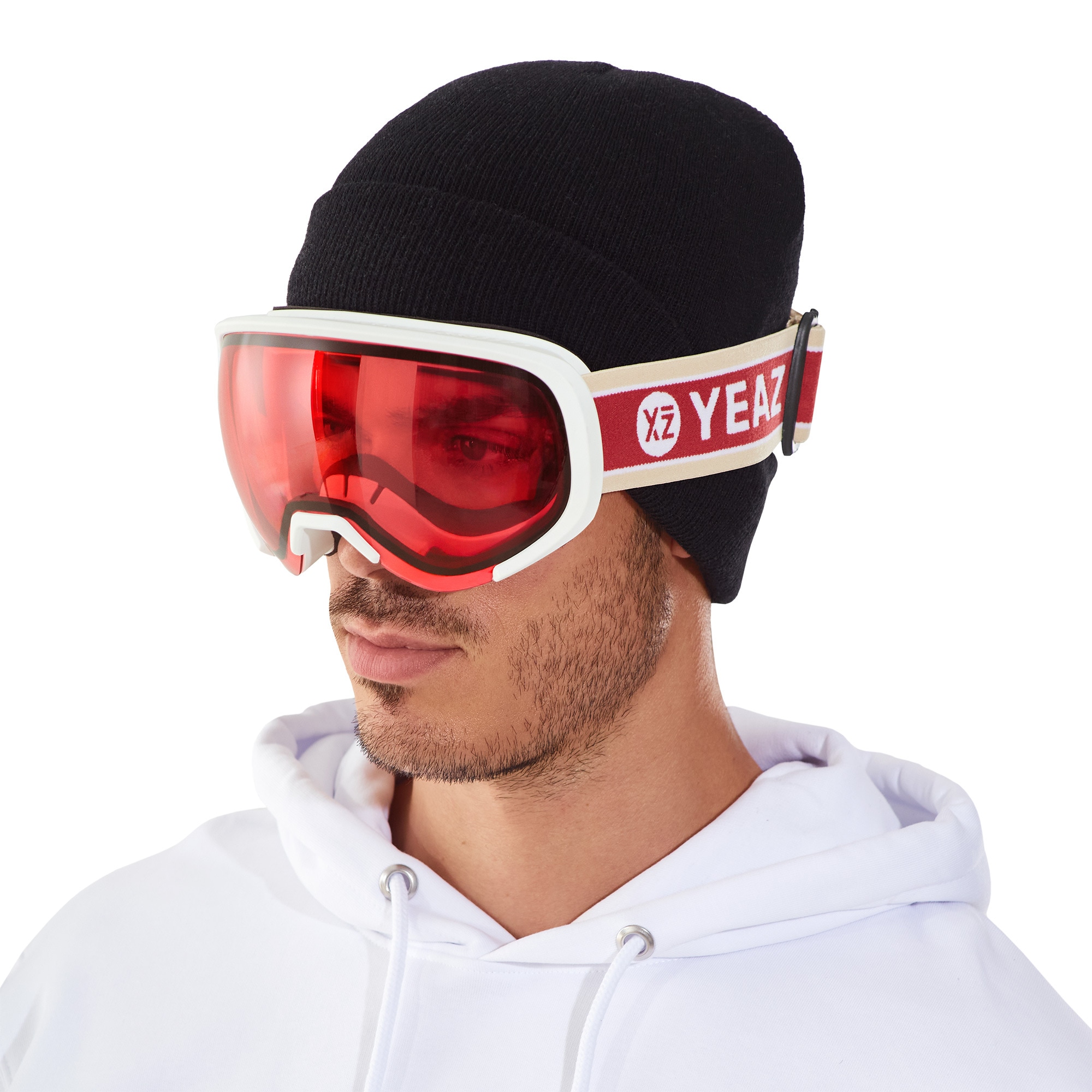 YEAZ Skibrille »Ski- und Snowboard-Brille rot/matt weiß BLACK RUN«
