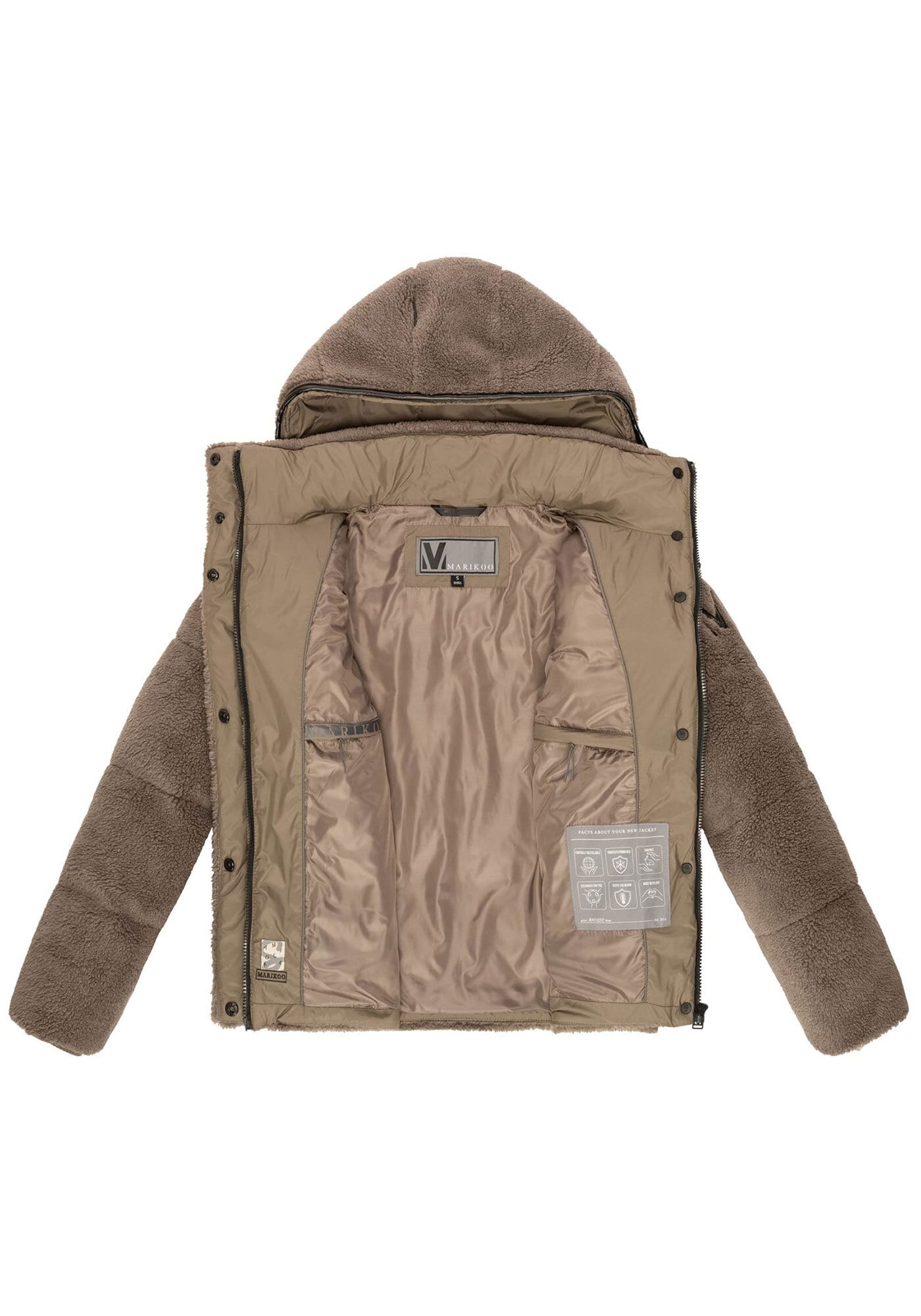 Marikoo Winterjacke »Kaguraa«, warme Teddyfell Sherpa Jacke