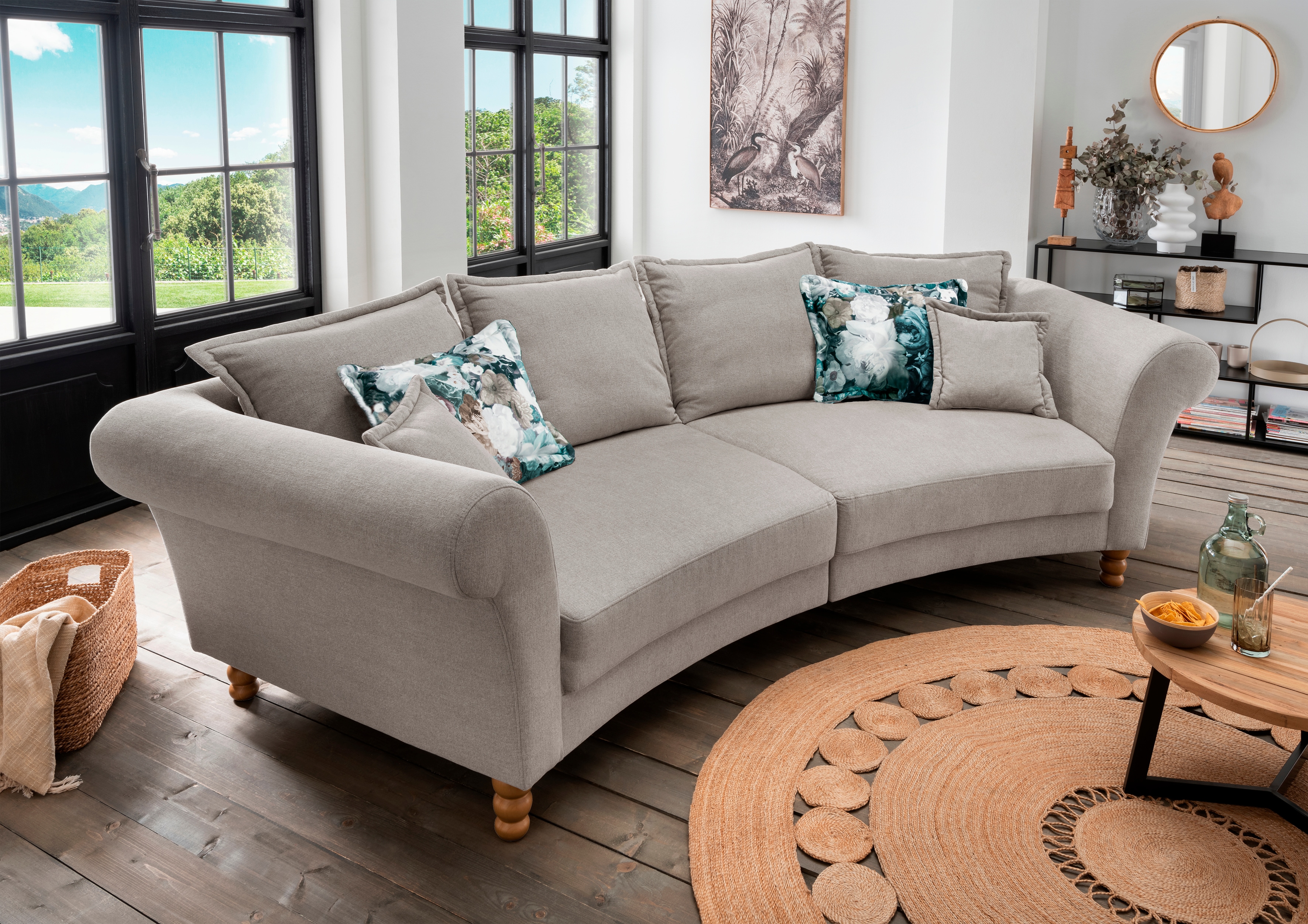 Home affaire Big-Sofa "Tassilo geschwungene Formensprache, bequem, Mega Sofa, Breite 350cm"