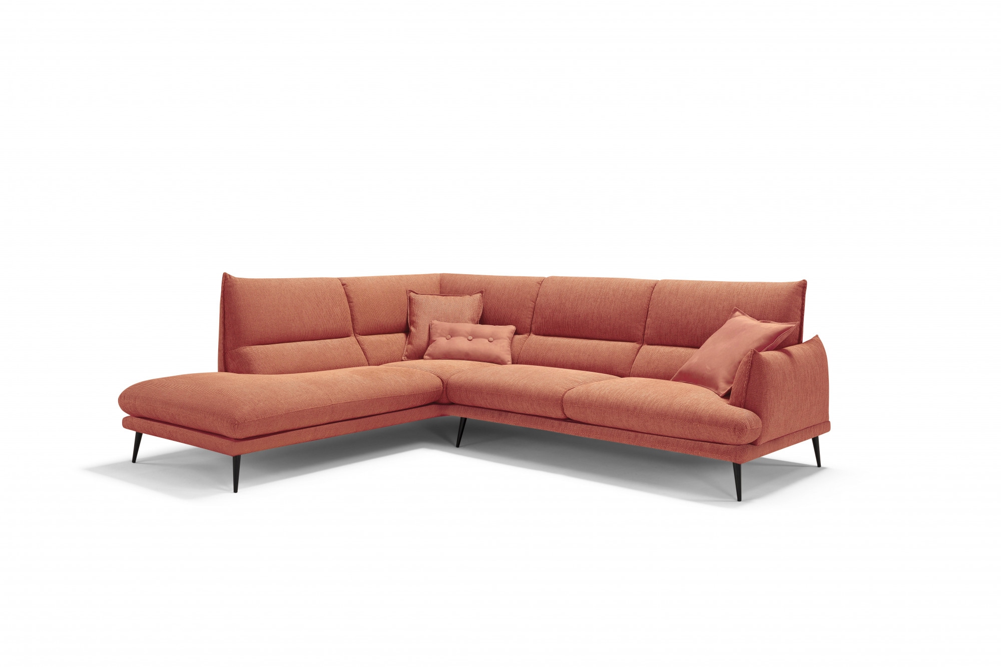 Egoitaliano Ecksofa "FUNNY, hochwertiges & aktuelles Design, bequeme Rückenlehne, L-Form" toller Sitzkomfort, hochwertiger Strukturmix-Bezug, Breite 265cm