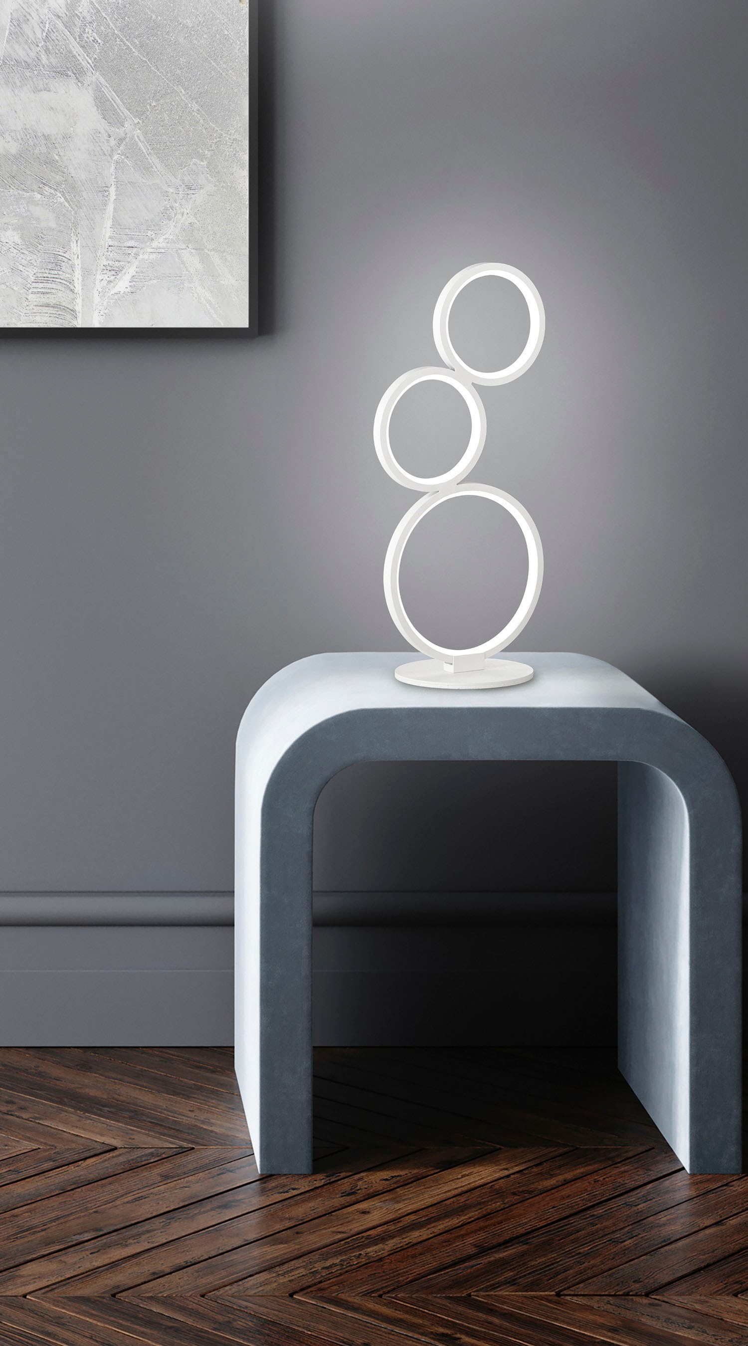 TRIO Leuchten LED Tischleuchte »Rondo«, 3 flammig-flammig, Tischlampe m. Schnurschalter integrierter stufenloser Dimmer Höhe 45cm