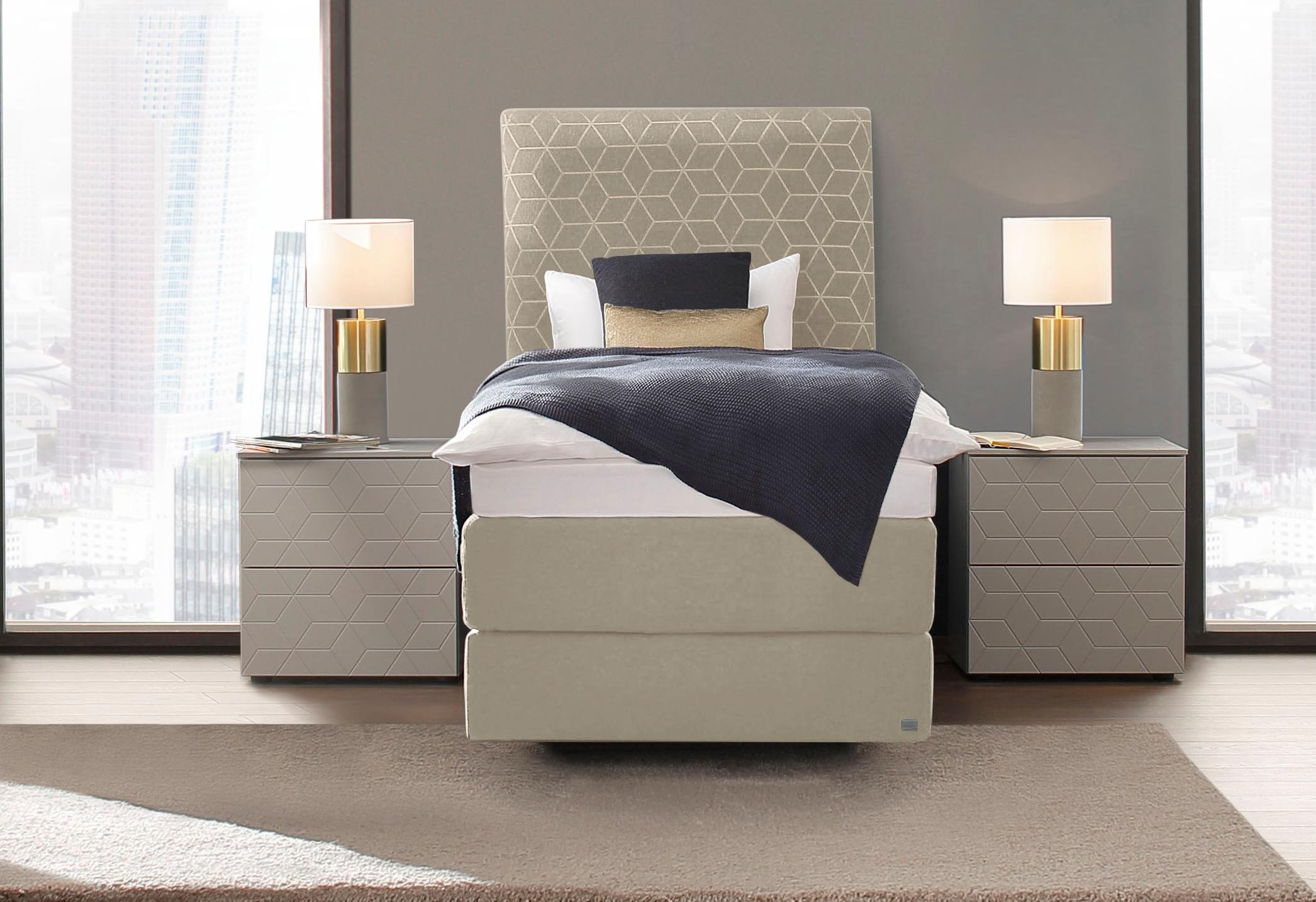 Villeroy & Boch Boxspringbett LAILA CARRÉ Modell 2020, Einzelbett mit Kopfteil Curve Slim Höhe 130 cm, TFK 2000/4000/6000