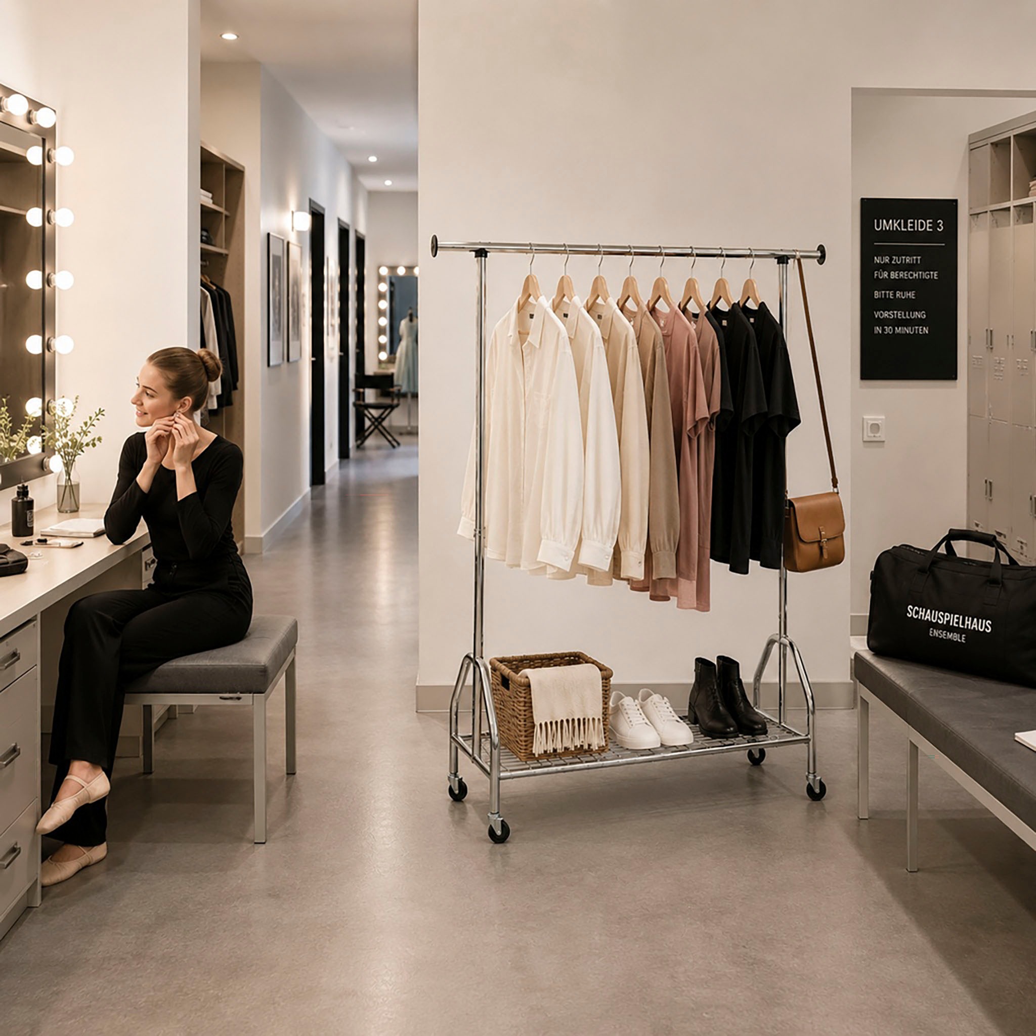 HAKU Garderobenständer »Garderobe, Garderobenständer, Kleiderständer auf Rollen, Kleiderwagen« rechteckig - aus Metall Silber - B/T/H 120/50/165 cm