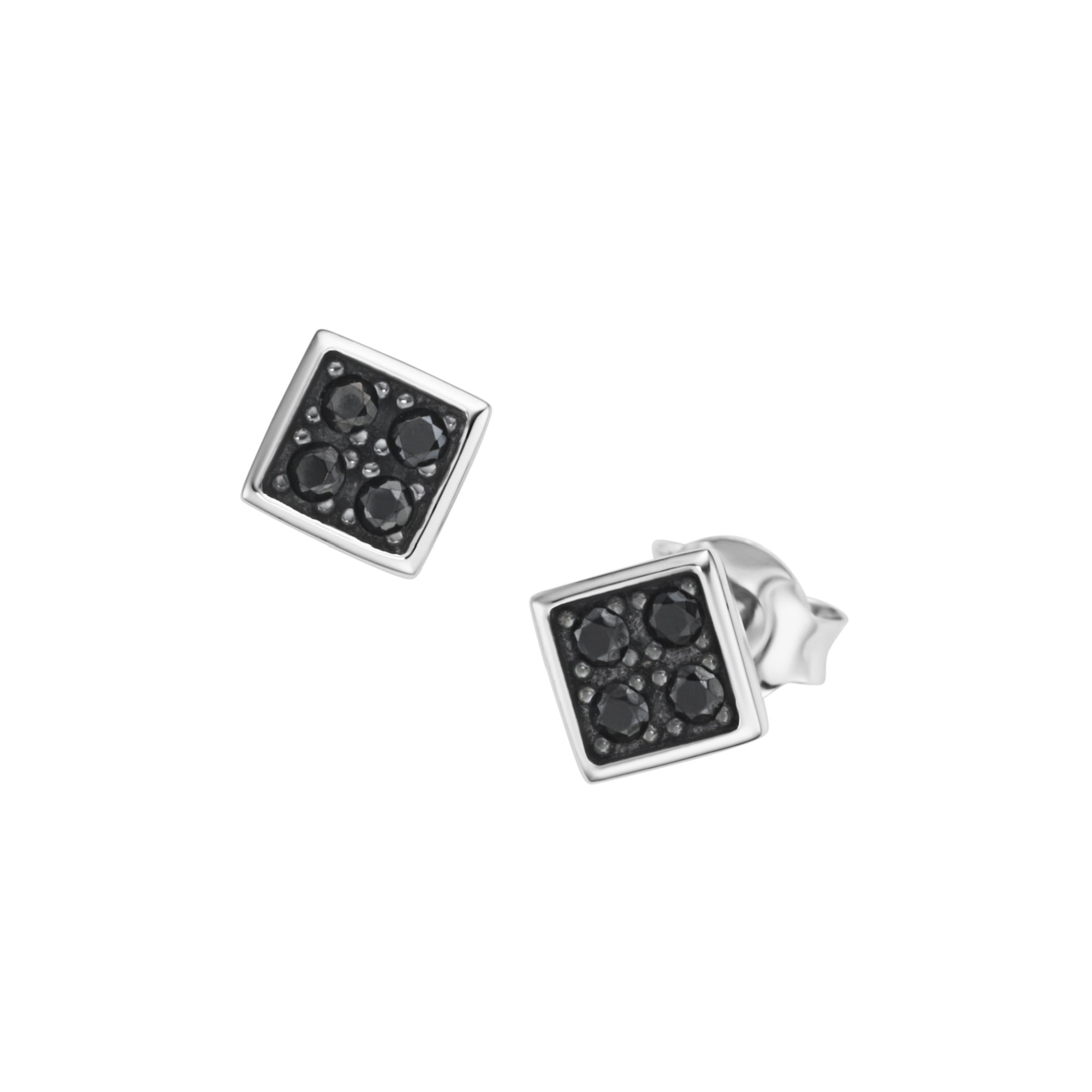 Paar Ohrstecker »carréförmig mit weißen oder schwarzen Steinen, Silber 925«
