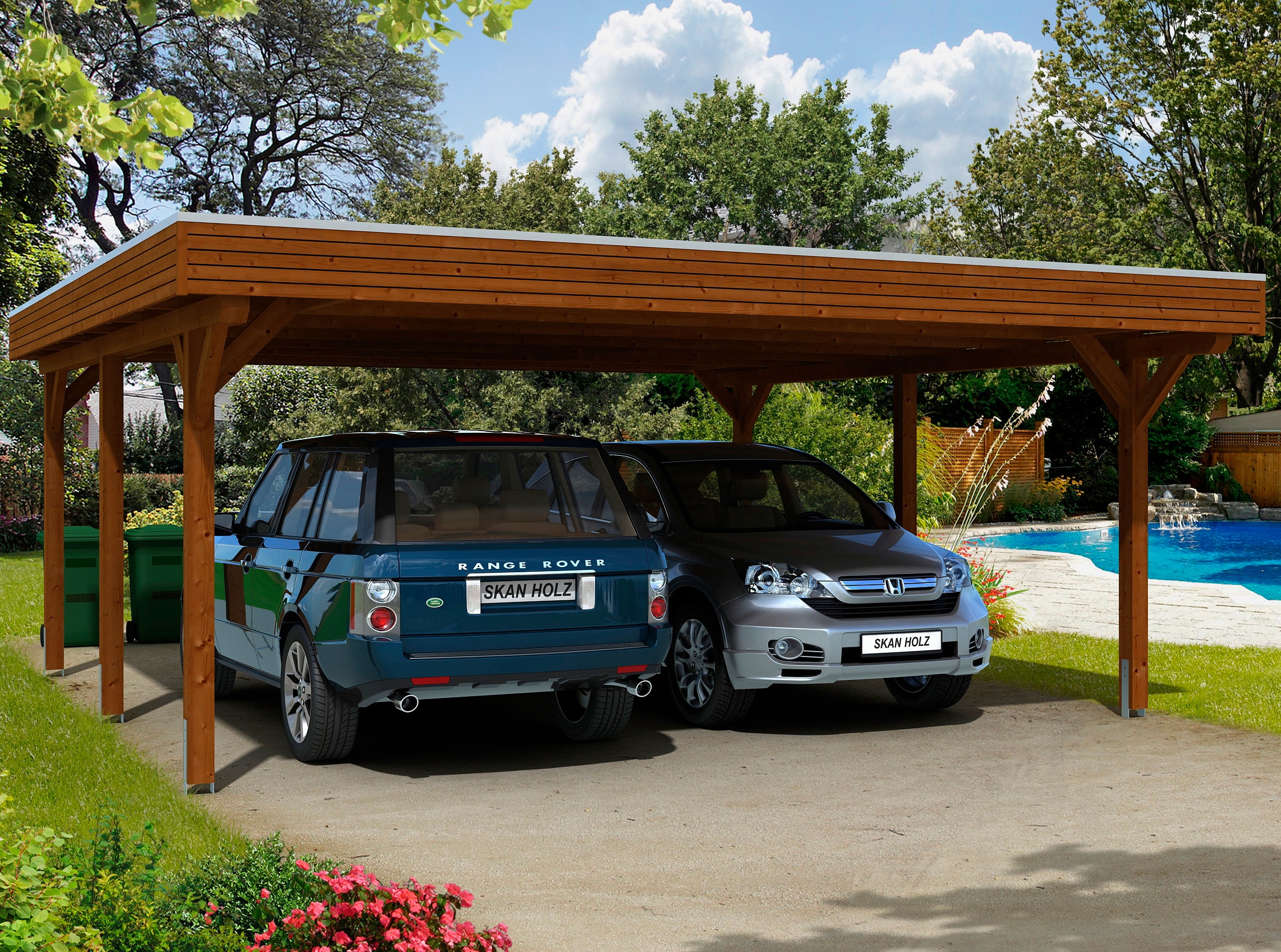 Skanholz Doppelcarport "Spessart" Leimholz 550 cm braun