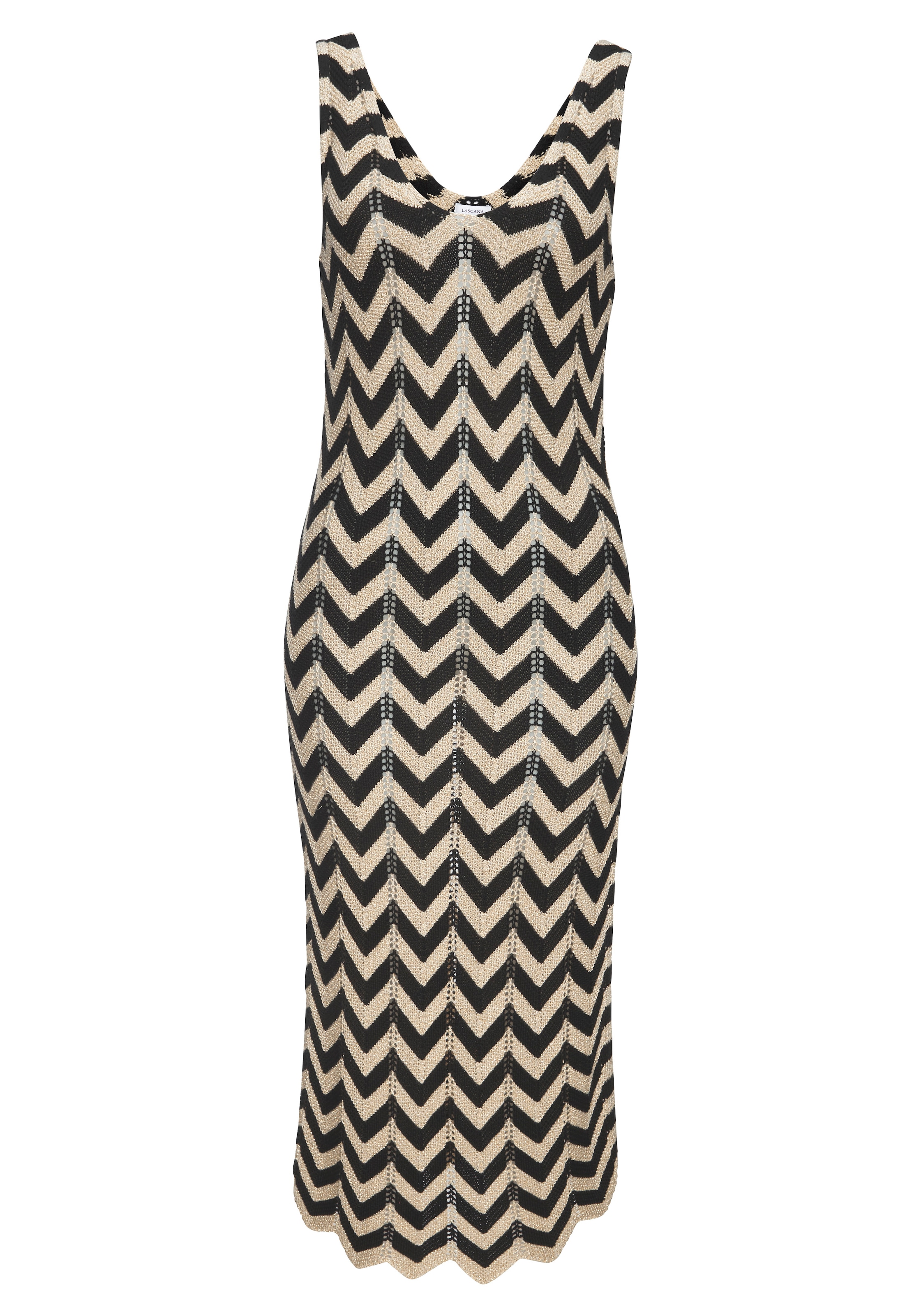 Buffalo Strickkleid mit Zick-Zack-Muster und schimmerndem Lurexgarn