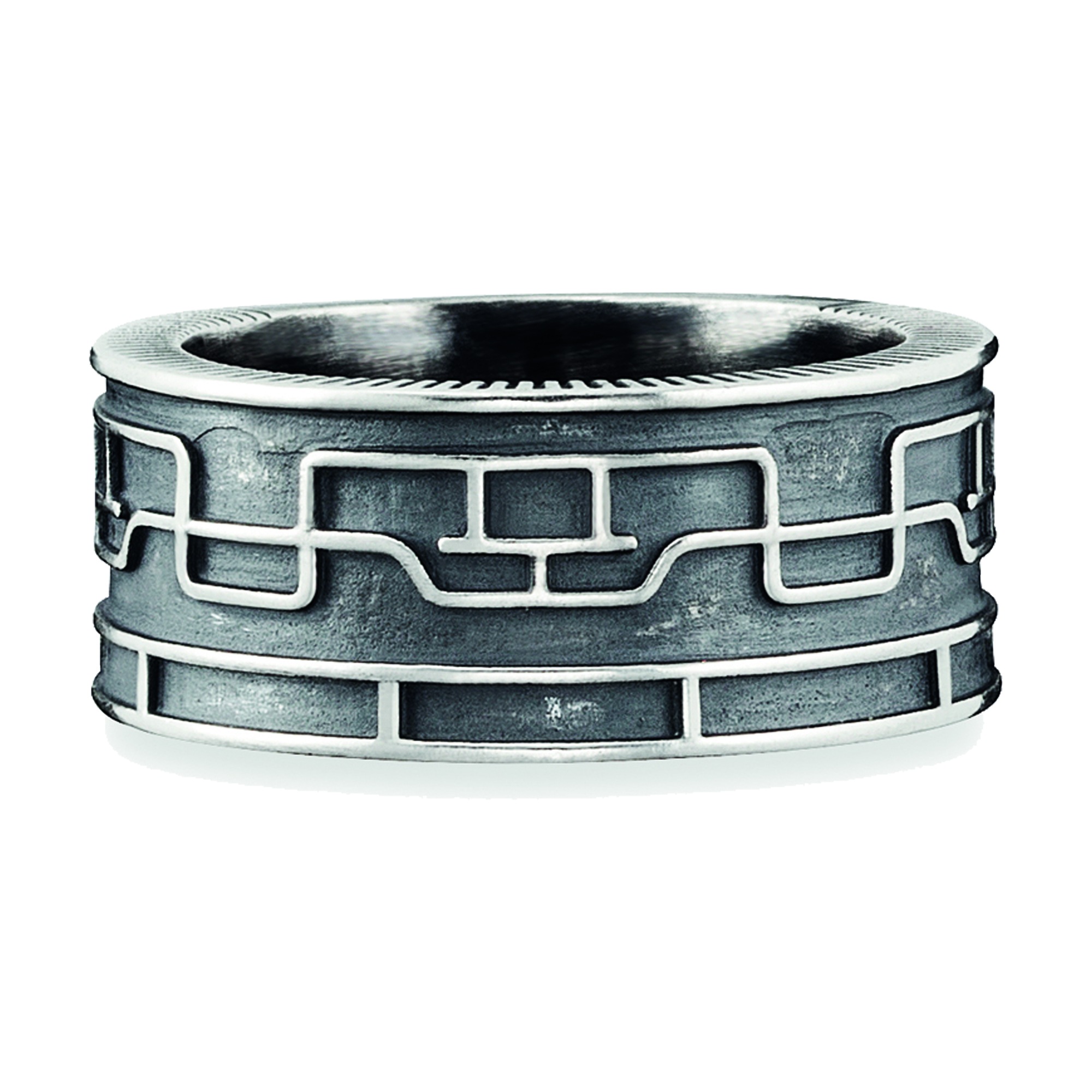 CAÏ Fingerring »925/- Sterling Japan« BAUR Linien | Silber oxidiert