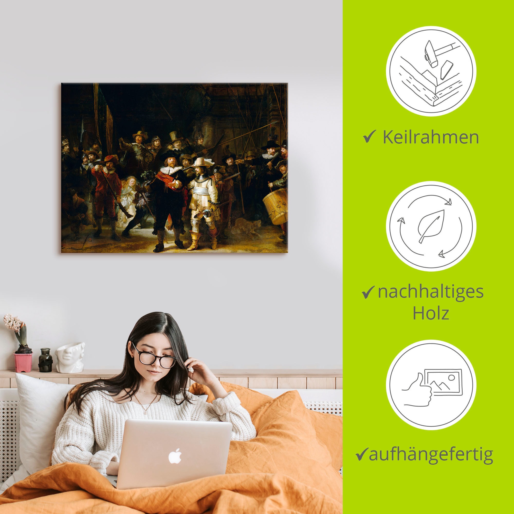 Artland Wandbild »Die Nachtwache. 1642«, Porträts, (1 St.), als Leinwandbild, Poster in verschied. Größen