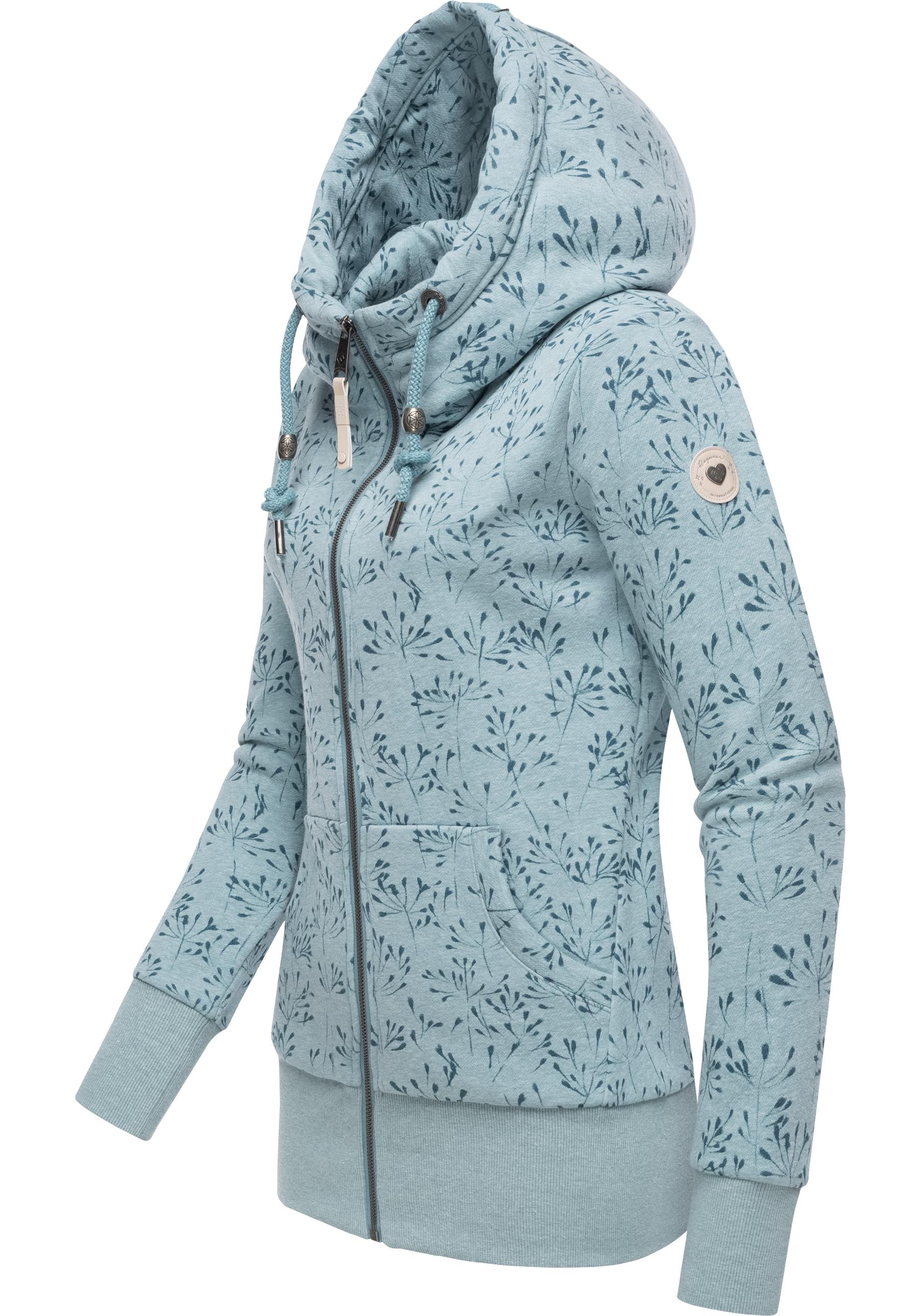 Ragwear Sweatjacke »Neska Zip Flowers«, sportlicher Damen Zip-Hoodie mit Kapuze