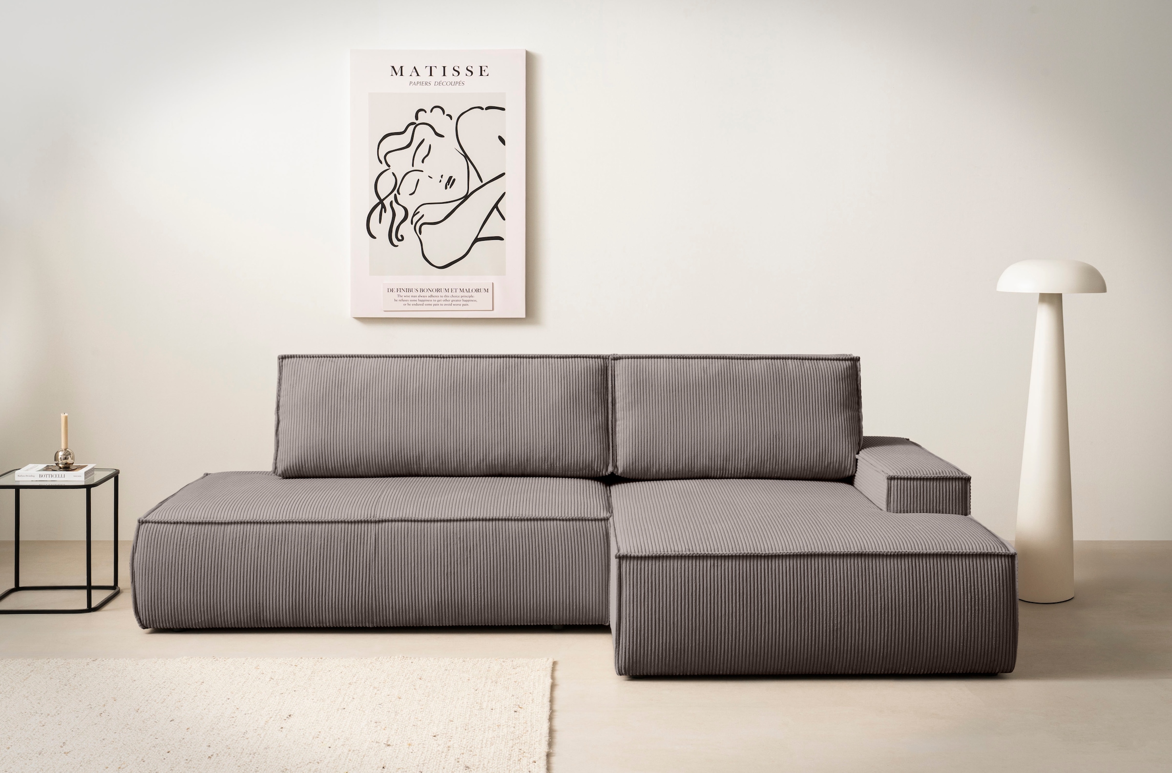 Home affaire Ecksofa "SHERWOOD, Schlafsofa in L-Form offen (275cm), Cord, L günstig online kaufen