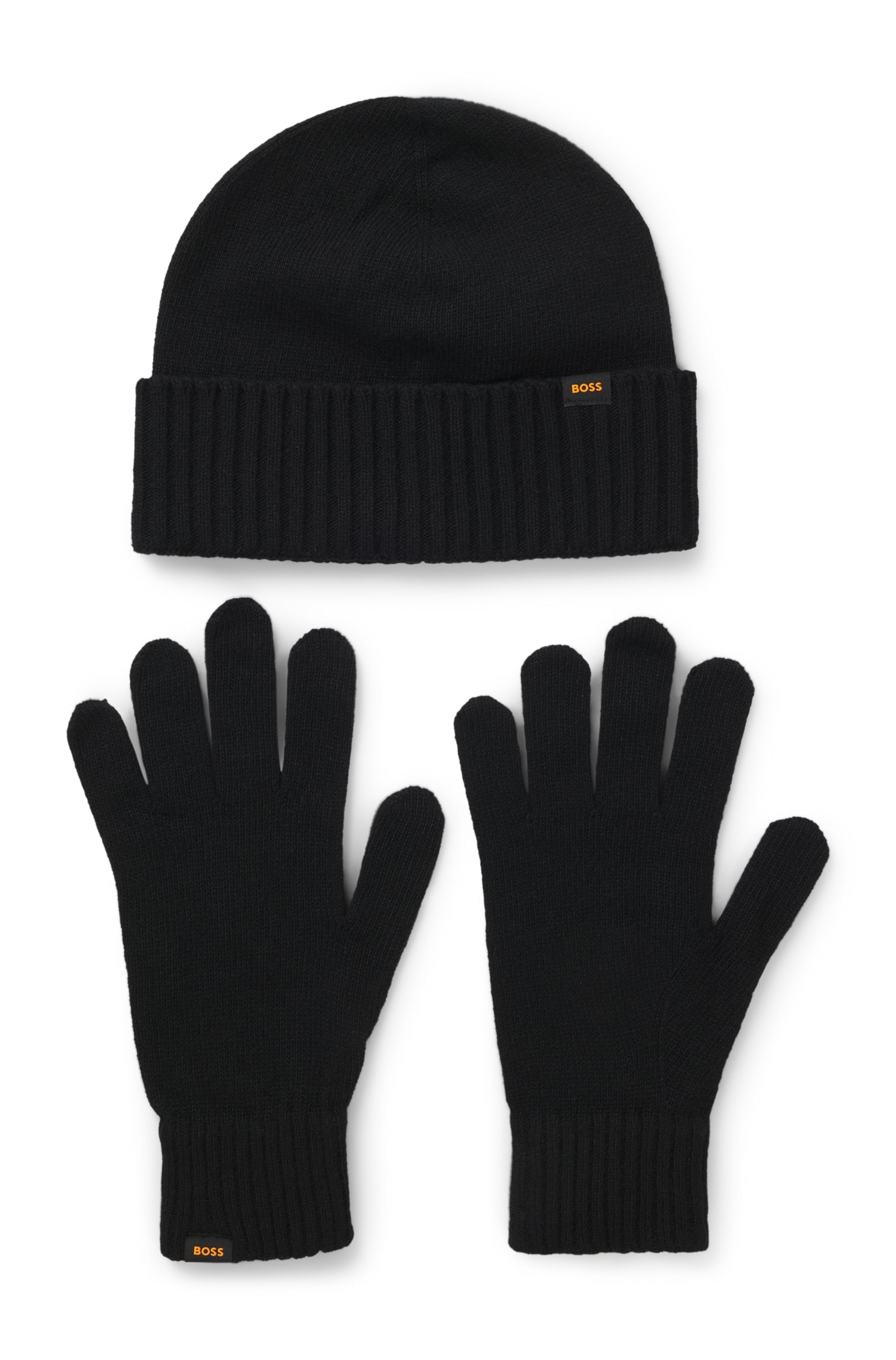 BOSS ORANGE Strickhandschuhe "Kalipso", (Set, 2 St.), und Mütze, mit Kaschm günstig online kaufen