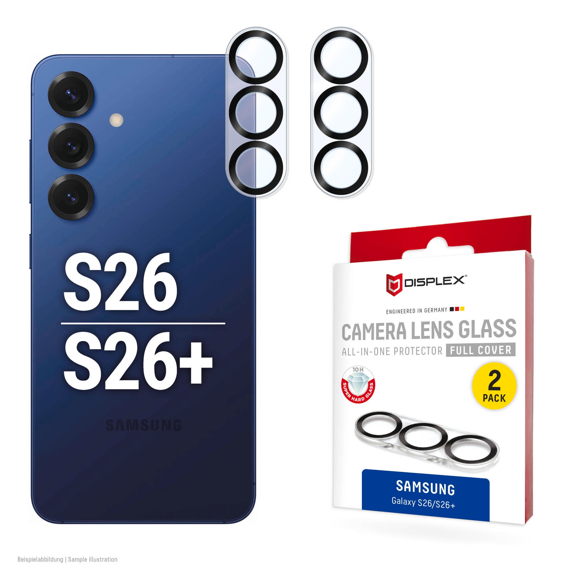 Displex Kameraschutzglas »Camera Lens Glass All-In-One Protector Full Cover« für Samsung Galaxy S26;Samsung Galaxy S26+ Kameraschutzfolie, Schutzfolie, Lens Protector, kratz- & stoßfest