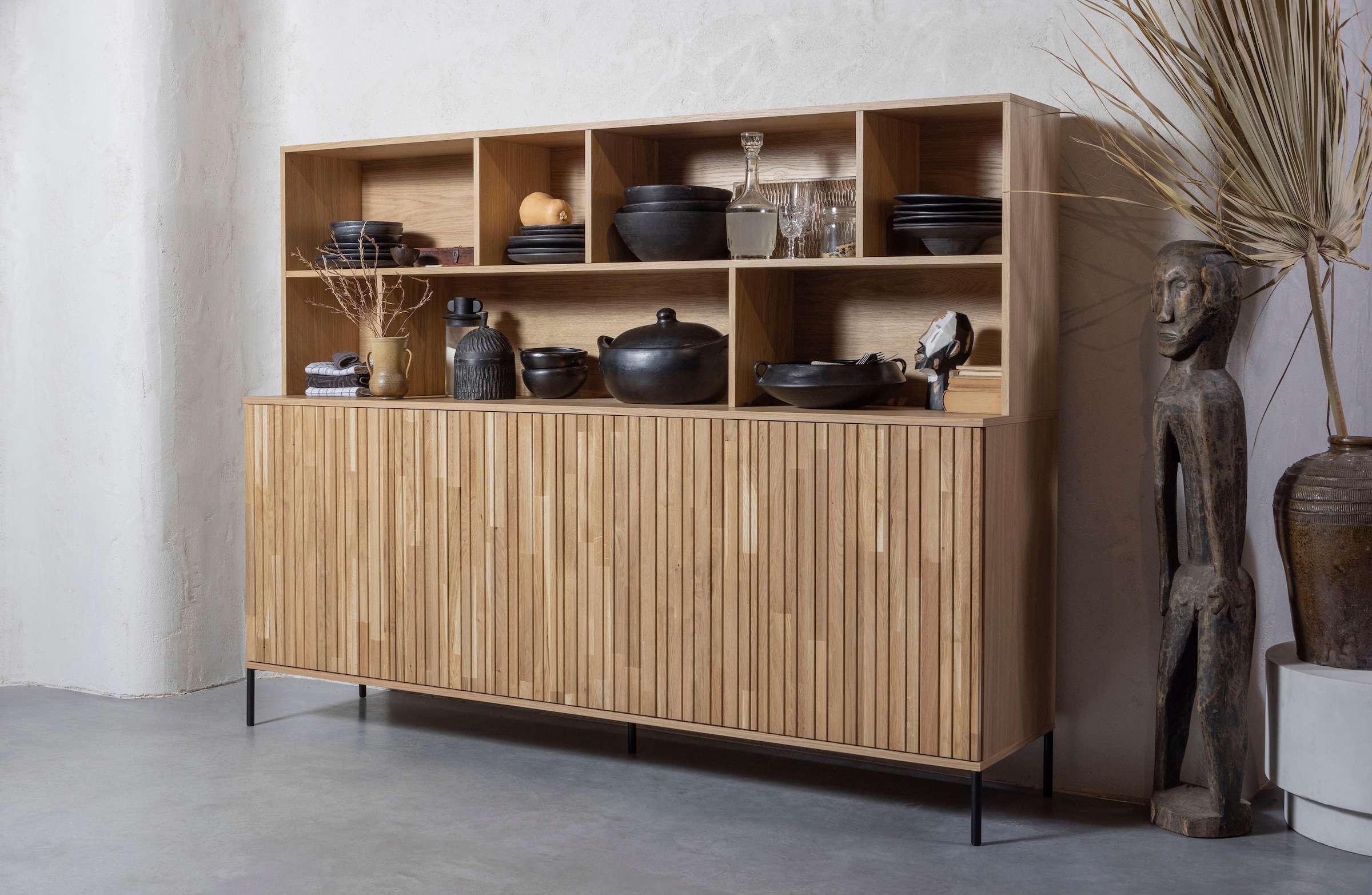 WOOOD Buffet »Gravu«, viel Stauraum, Push-to-Open Funktion, H 150 cm x B 200 cm