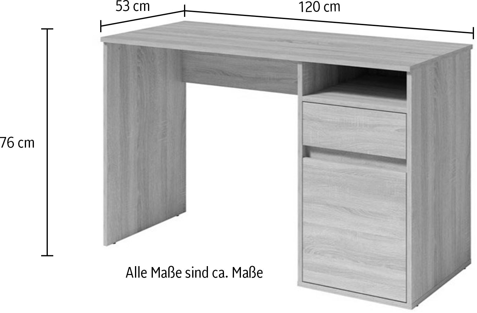 INOSIGN Schreibtisch »Tinsley«, mit Schublade, und Tür, Breite 120 x53 cm