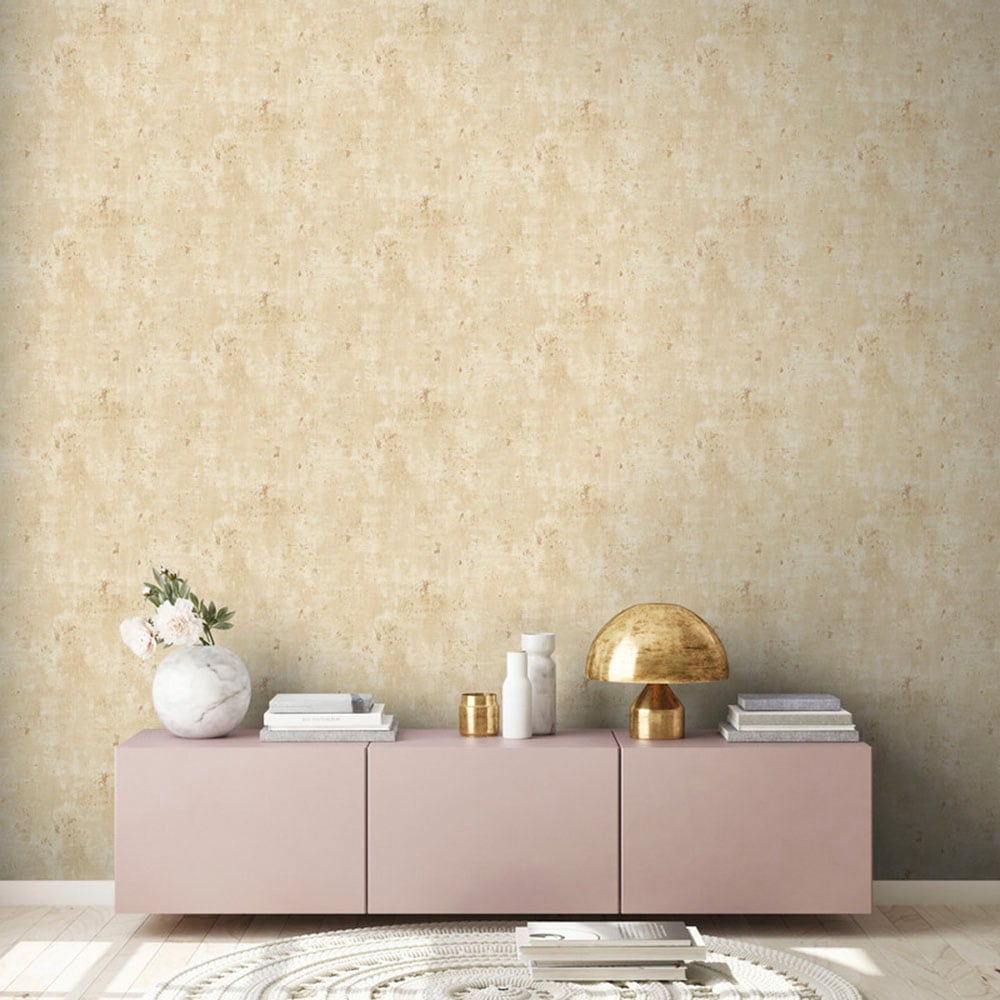living walls Vliestapete "Stories of Life Vliestapete Metallic Betonoptik Beige Gold" Metall-Effekte gemustert metallic strukturiert glänzende Tapete für Küchen und Esszimmer Tapeten Wohnzimmer modern