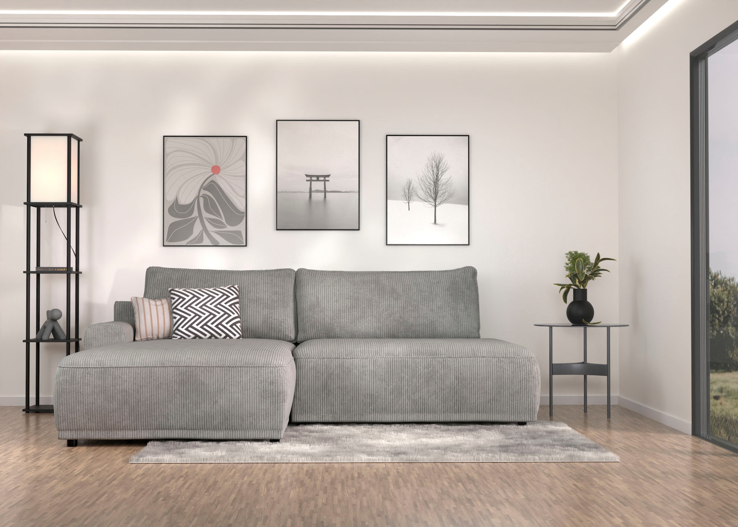 TRENDMANUFAKTUR Ecksofa "Fordon II, Schlafsofa mit Bettkasten, Couch in L-F günstig online kaufen