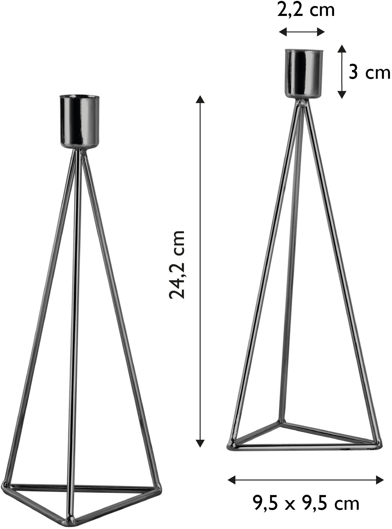 ECHTWERK Tischkerzenhalter »Modern Big, Weihnachtsdeko«, (Set, 2 St.), moderner Kerzenhalter aus Eisen, Kerzenständer, Höhe ca. 24,2 cm