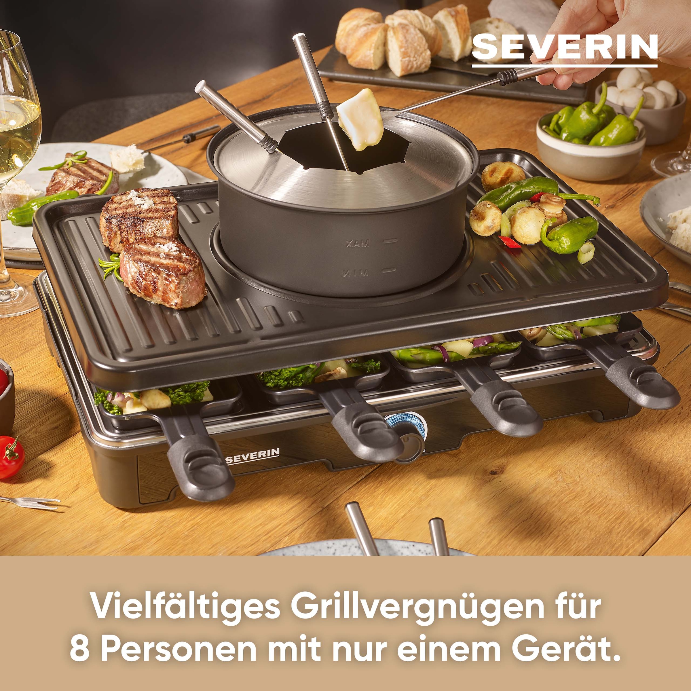Severin Raclette und Fondue-Set »RG 2347« 8 Stk. Raclettepfännchen 1.400 W