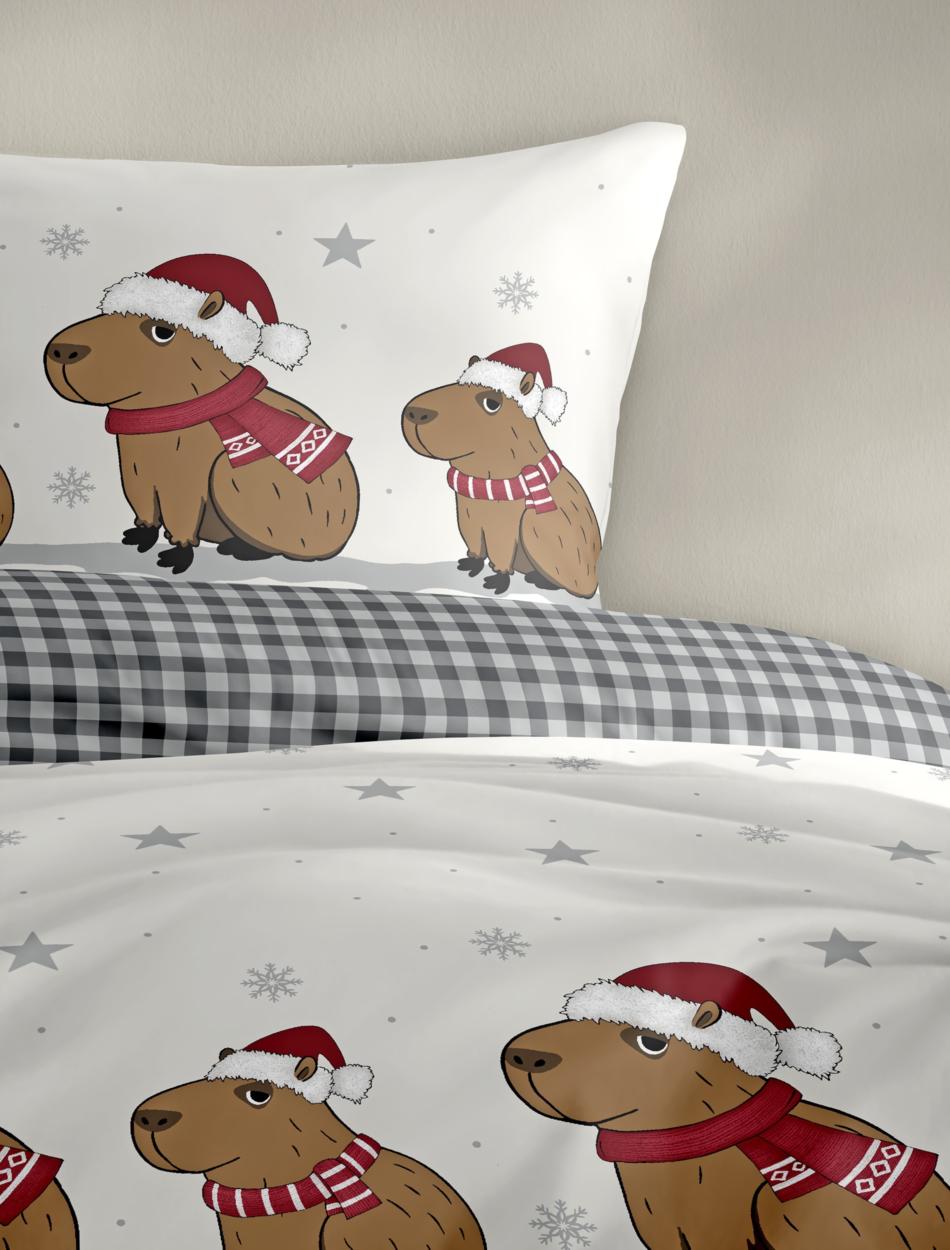 BIERBAUM Bettwäsche »Wichtel« 2 tlg. tlg. 100 % Baumwolle, Biber, unterschiedliche Weihnachts-Designs