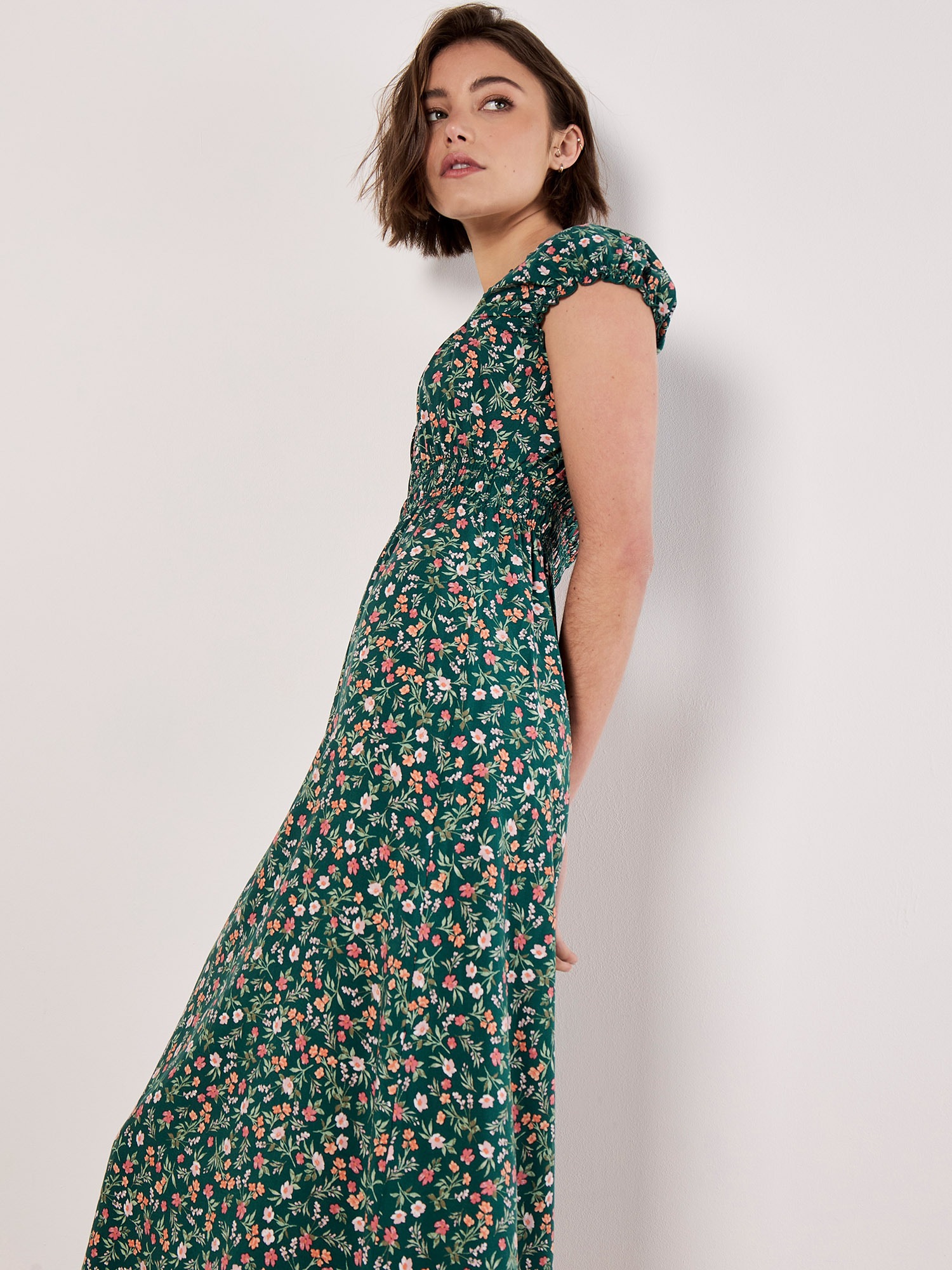 Apricot Midikleid »Midikleid« mit gesmokter Taille