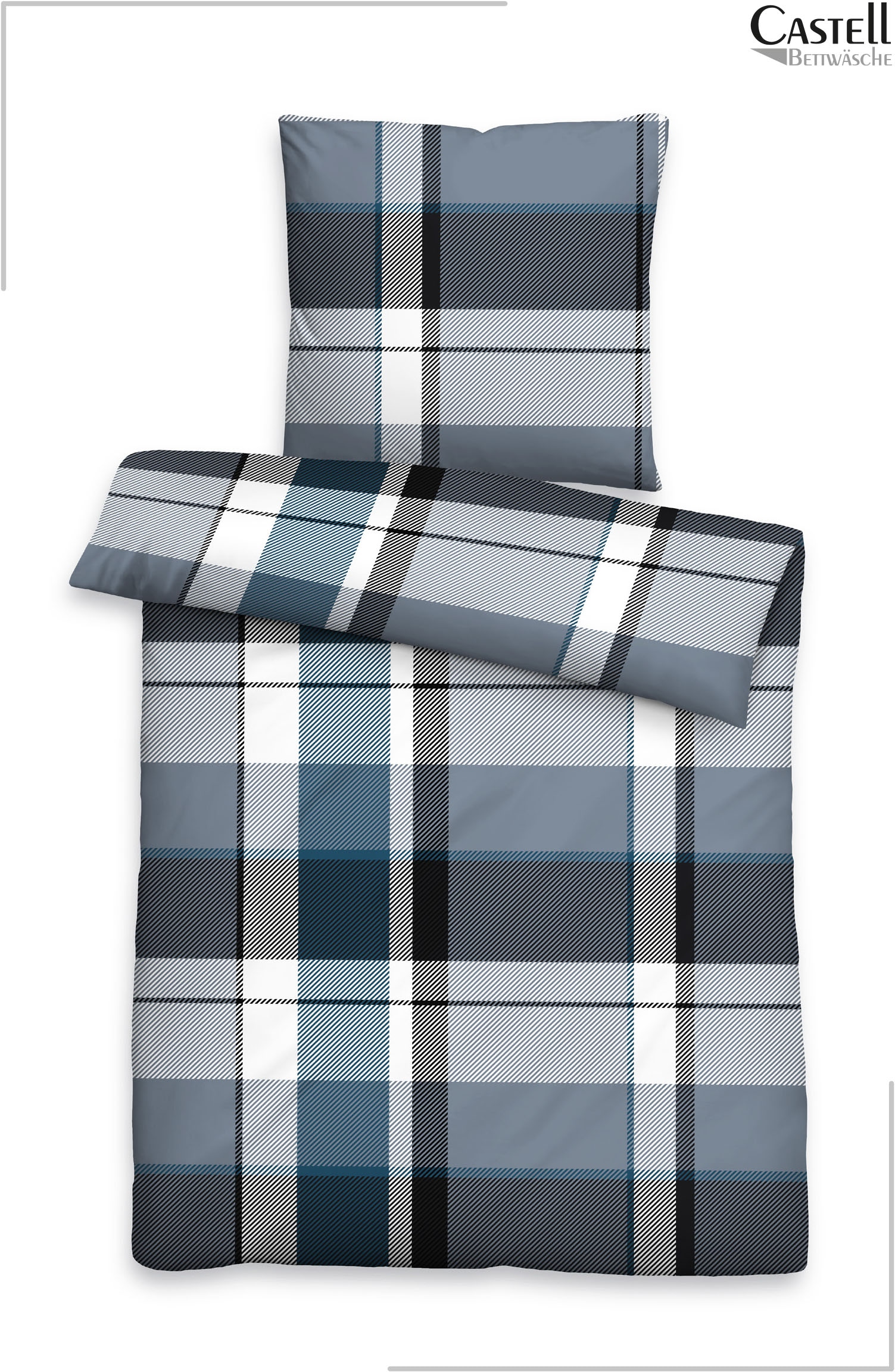 Castell - Markenbettwäsche Bettwäsche »0350369 Polycotton-Biber Bettwäsche 65% Baumwolle, 25% Polyester« 2 wärmend weich, Reißverschluss, Winterbettwäsche, Karo