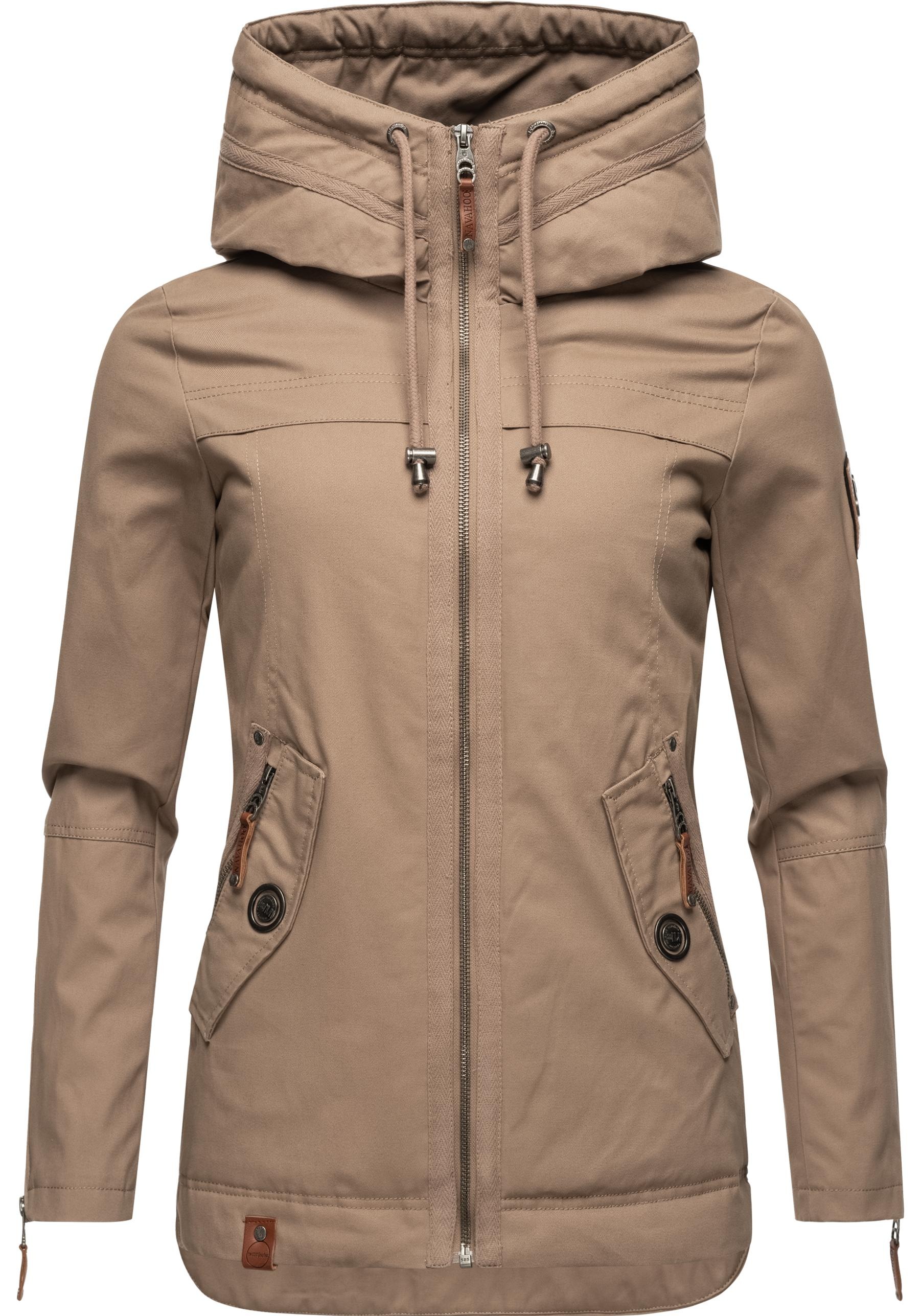 Navahoo Outdoorjacke "Wekoo", mit Kapuze, moderner Damen Übergangsparka aus Baumwolle mit Kapuze